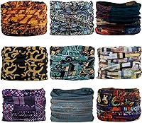Vista 8 de KINREE 9PCS Face Mask Bandanas Headband Head Wrap Scarf Neck Warmer Headwear Balaclava for for Dust Sun Wind