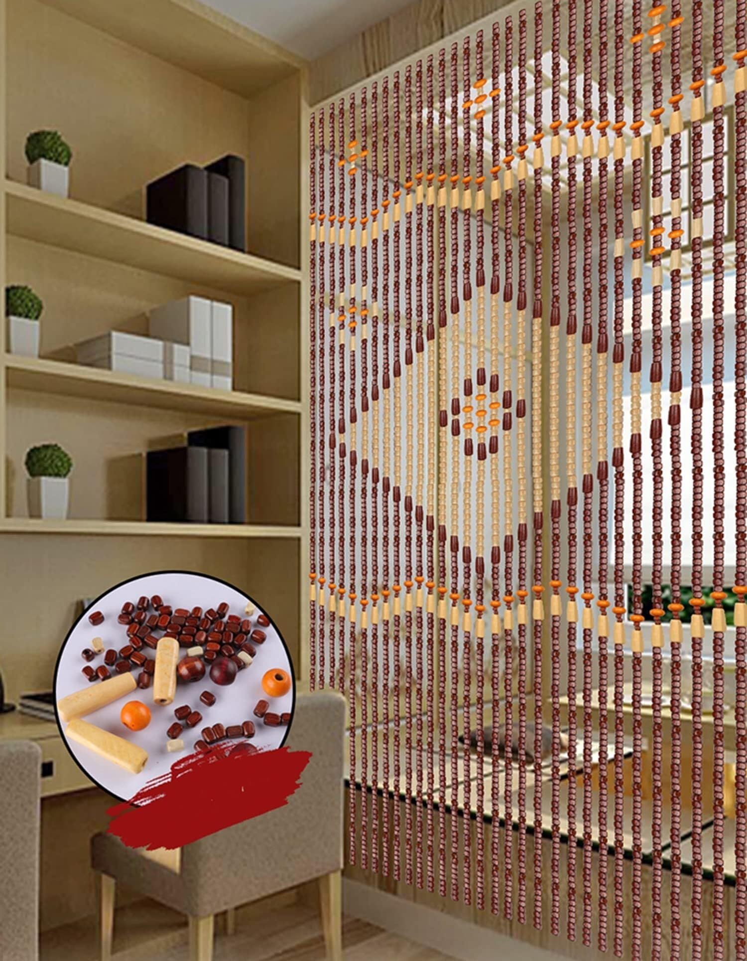 Amazon｜クリスタル のれん 竹 ビーズカーテン 木製ビーズカーテン