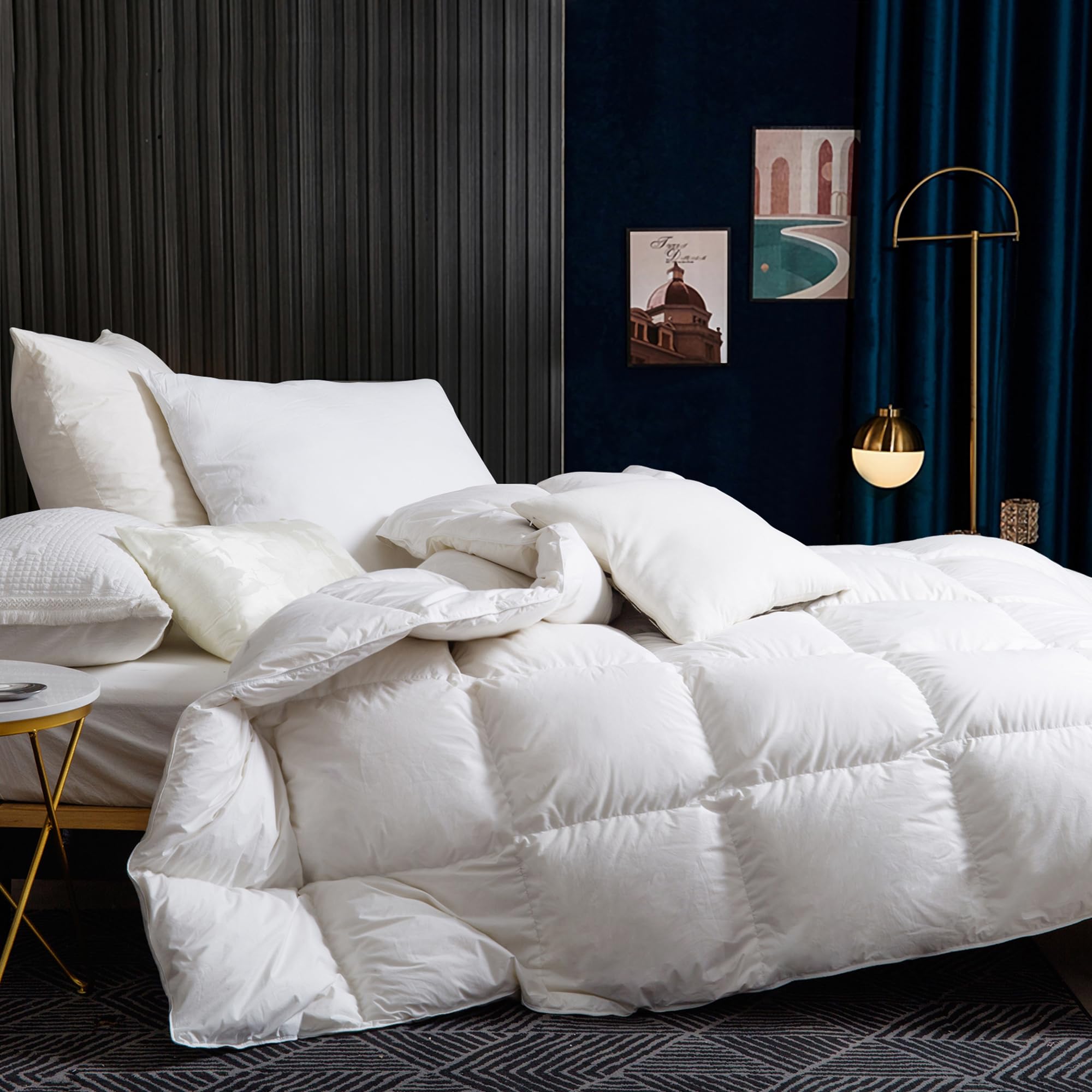 BedFabtasyLuxury Double Duvet 4.5 Tog Goose Feathers Down Summer Duvet｜100% Organic Cotton Cover & Down Proof Fabric｜Hotel Quality Double Quilt with 8 Corner Tabs｜Machine WashableOEKO-TEX STANDARD 100