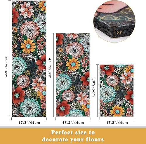 Miniatura 10 de FRAMICS Juego de 2 alfombrillas de cocina acolchadas antifatiga, alfombras de cocina lavables, tapetes de cocina antideslizantes, alfombras de