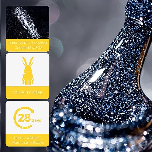 Miniatura 8 de BURANO Esmalte de gel con purpurina reflectante, 0.2 fl oz, esmalte de gel de disco brillante brillante holográfico con purpurina, arte de uñas,