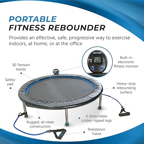 Miniatura 41 de Stamina Folding Trampoline with Smart Workout App, Black - Portable Fitness Rebounder for Home Gym, Cardio & Strength Training, Jumping Exercise