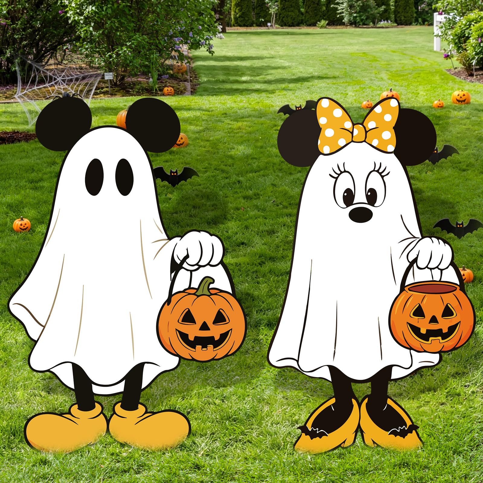 23 Inch Halloween Yard Signs Cartoon Mouse Decorations Outdoor Waterproof | Halloween Party Decor for Lawn,Garden,Front Porch with Stakes,Cute Character Holiday Display,Spooky Outdoor Decorations