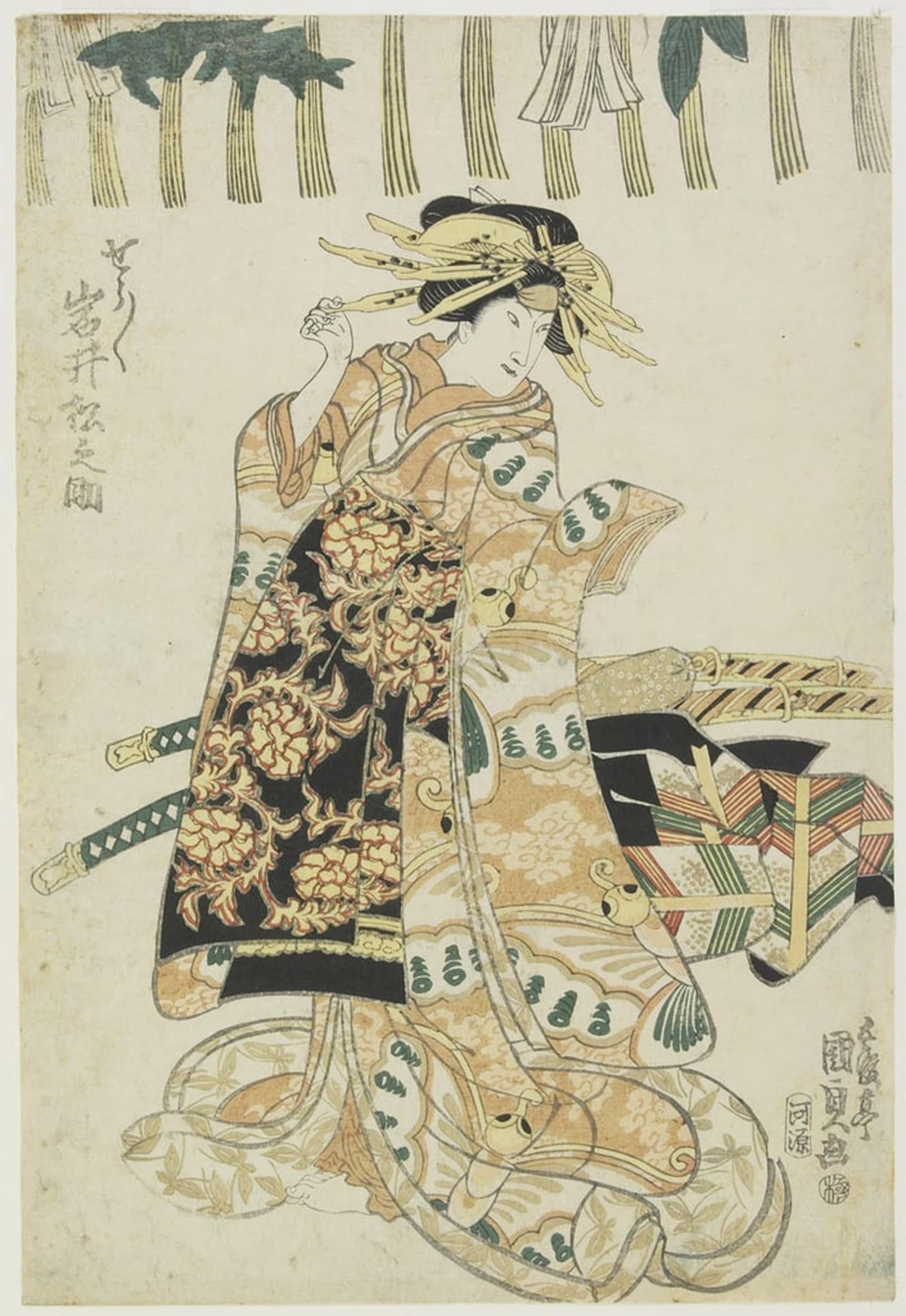 ARTXLXXBN Famous Painting Canvas Artwork Graffiti Print the Actor Iwai Matsunosuke As a Courtesan by Utagawa Kunisada Portrait Canvas Image for Home Decor 60x90cm