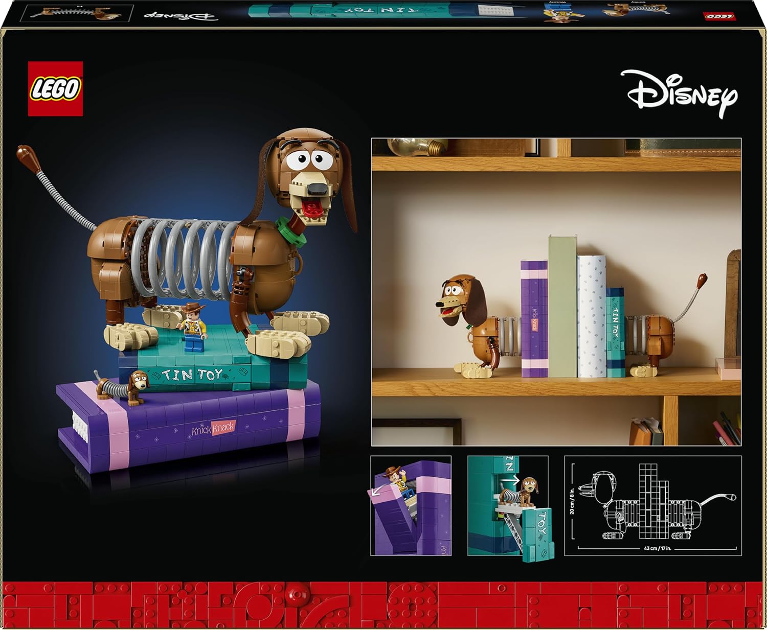 | Disney Pixar Fermalibri di Slinky Toy Story - Kit di Modellismo per Adulti - Reggi Libri per Libreria - Decorazione con Minifigure di Woody e Figura di Bassotto - Regalo Creativo per Fan 43301 - Lego - Immagine 8