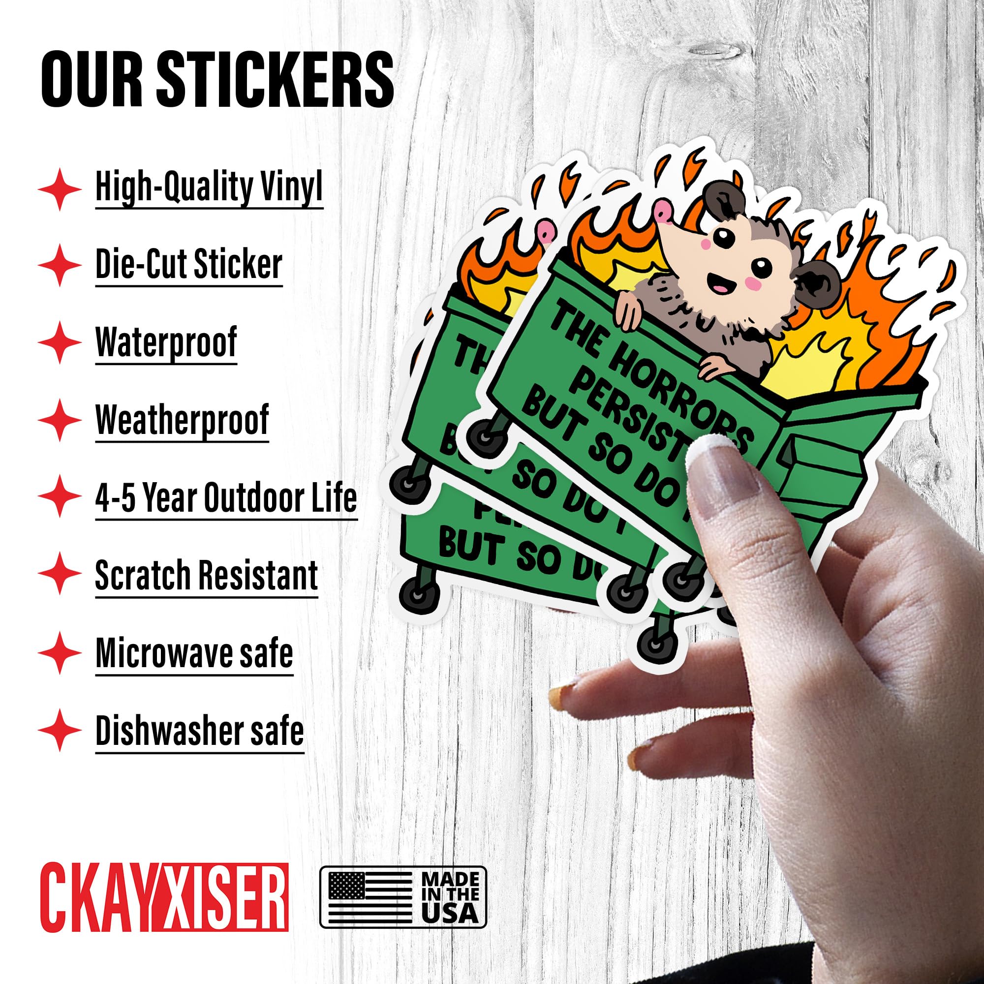 Vinyl Sticker The Horrors Persist But So Do I Opossum - Funny Animal ...