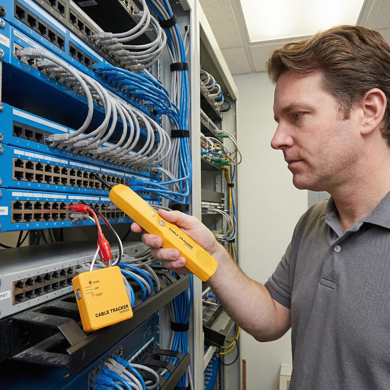 BAIFULAI Rilevatore di fili e generatore di suono, RJ11 Cable Tracker, tester di rete multifunzionale, tester per cavi con generatore di suono e kit di campioni per ricerca e tracciamento, test di