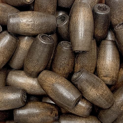 CraftySticks - Bolsa de 50 cuentas de madera con agujero grande para macramé, joyas, manualidades, manualidades, guirnaldas y borlas (13 x 25 marrón)