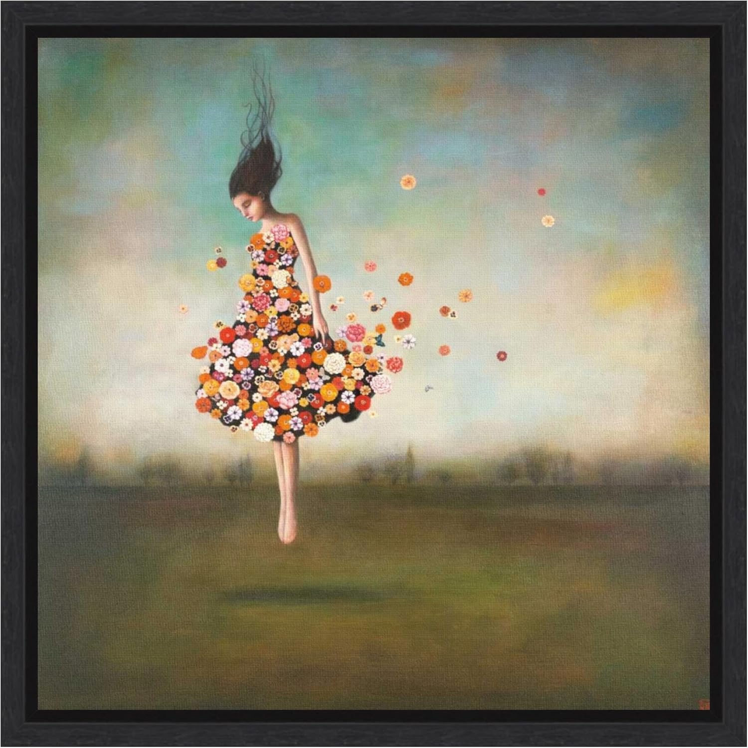 Amanti Art Framed Canvas Wall Art 16x16 Boundlessness in Bloom by Duy Huynh, Framed Wall Art Canvas, Abstract Artwork, Modern Decor, Small Poster Painting for Living Room, Bedroom, Bathroom, Kitchen,