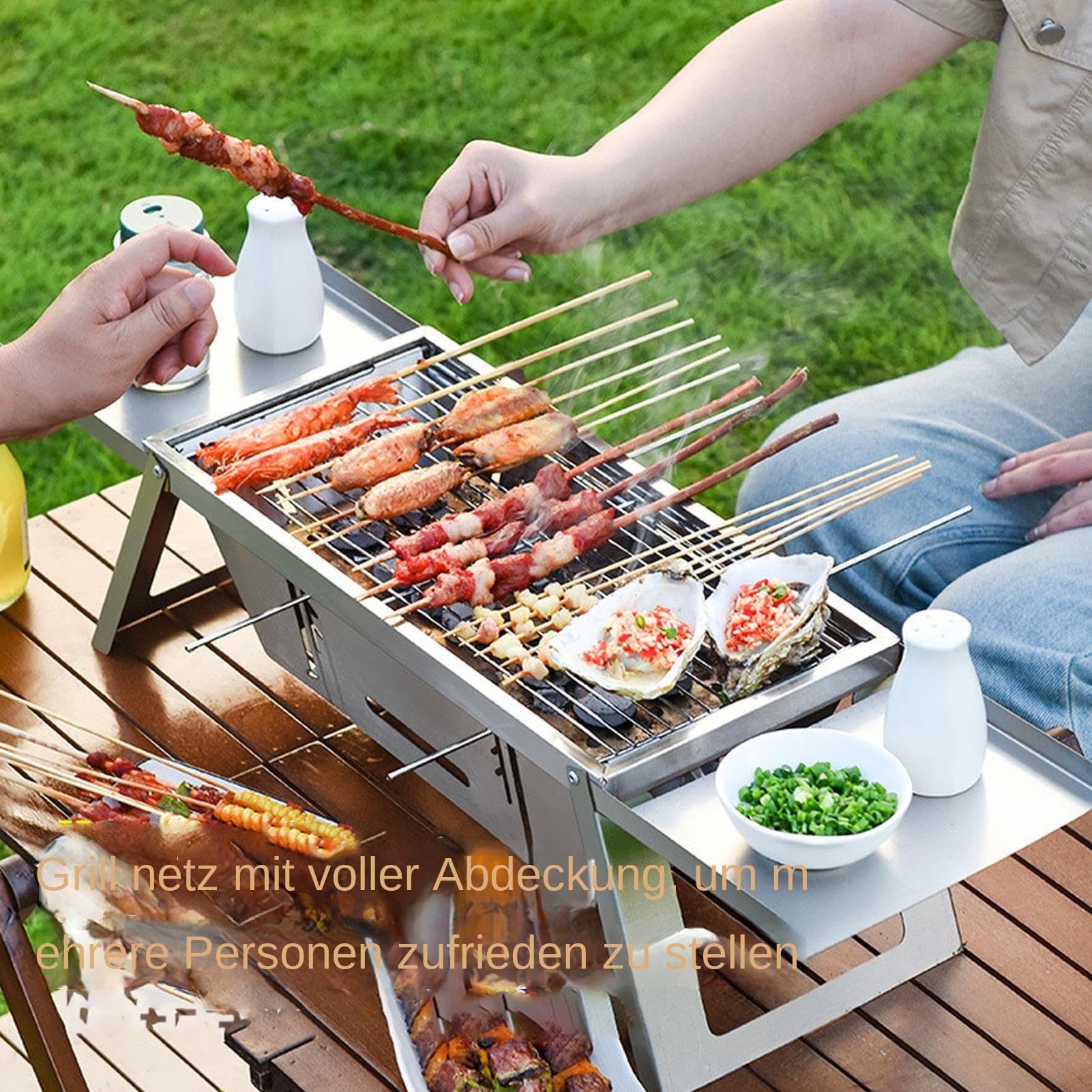 Barbacoa Plegable Barbacoas De Carbón Compactas | Plancha Compacta Acero Inoxidable Para Viajes Playa Campamento Apartamento Picnic Jardín Terraza