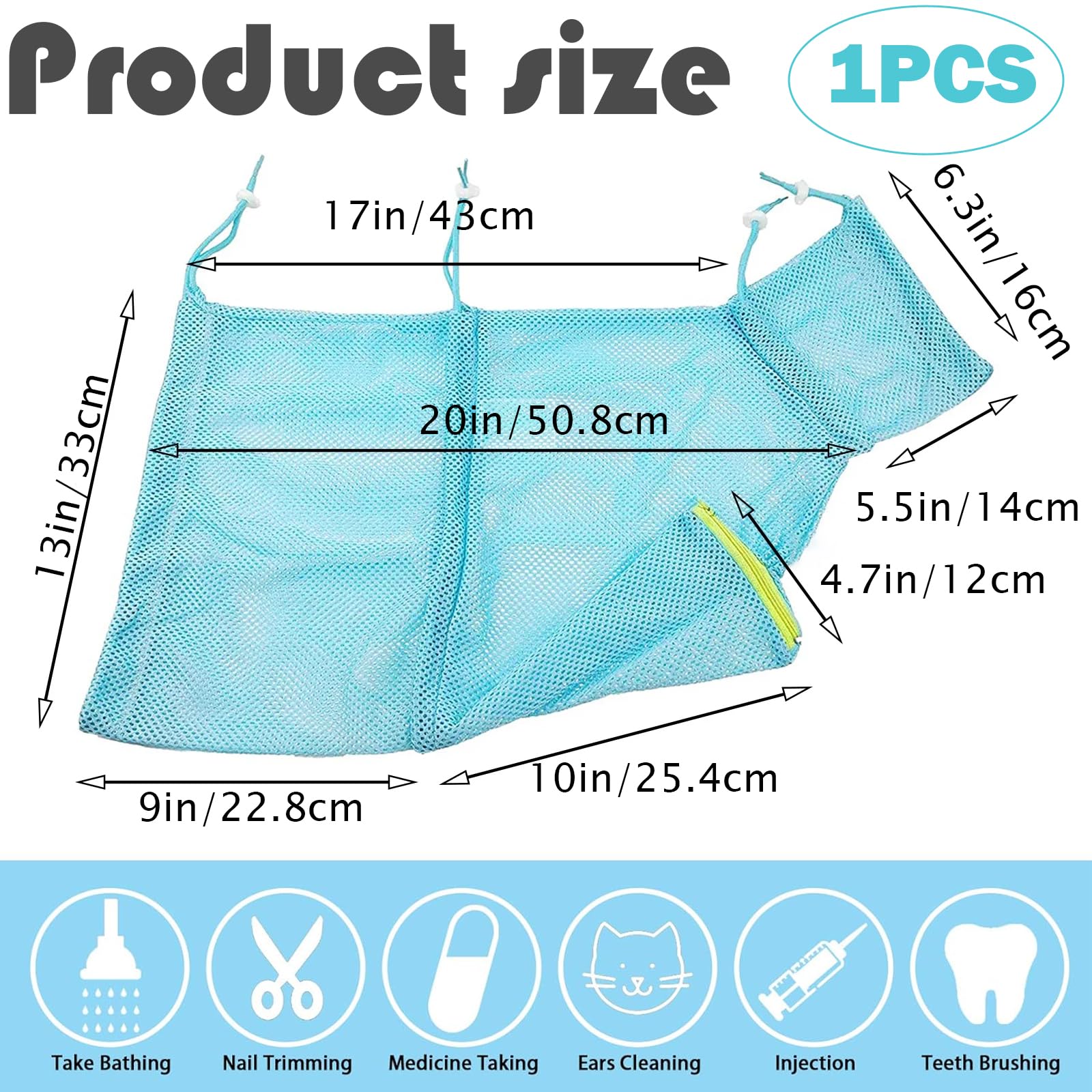 WUERKIYA Cat Grooming Bag, Cat Bath Bag, Adjustable Cat Bathing Bag, Durable Anti Scratch & Bite Cat Shower Net Bag - Image 2