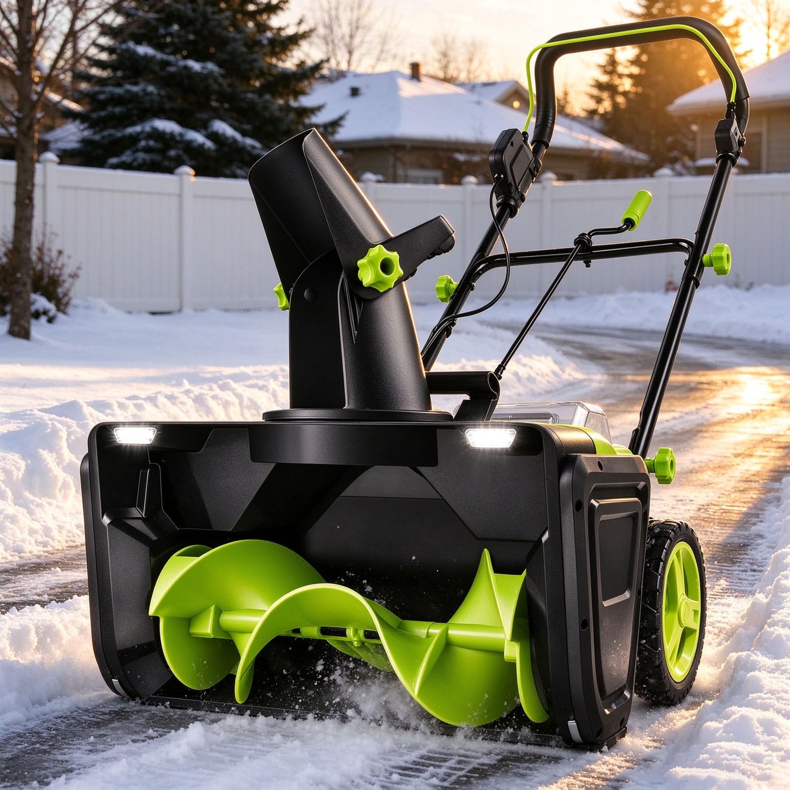 Souffleuse à Neige électrique 40 V, Portée De 25 Pieds, éclairage LED 6Batteries