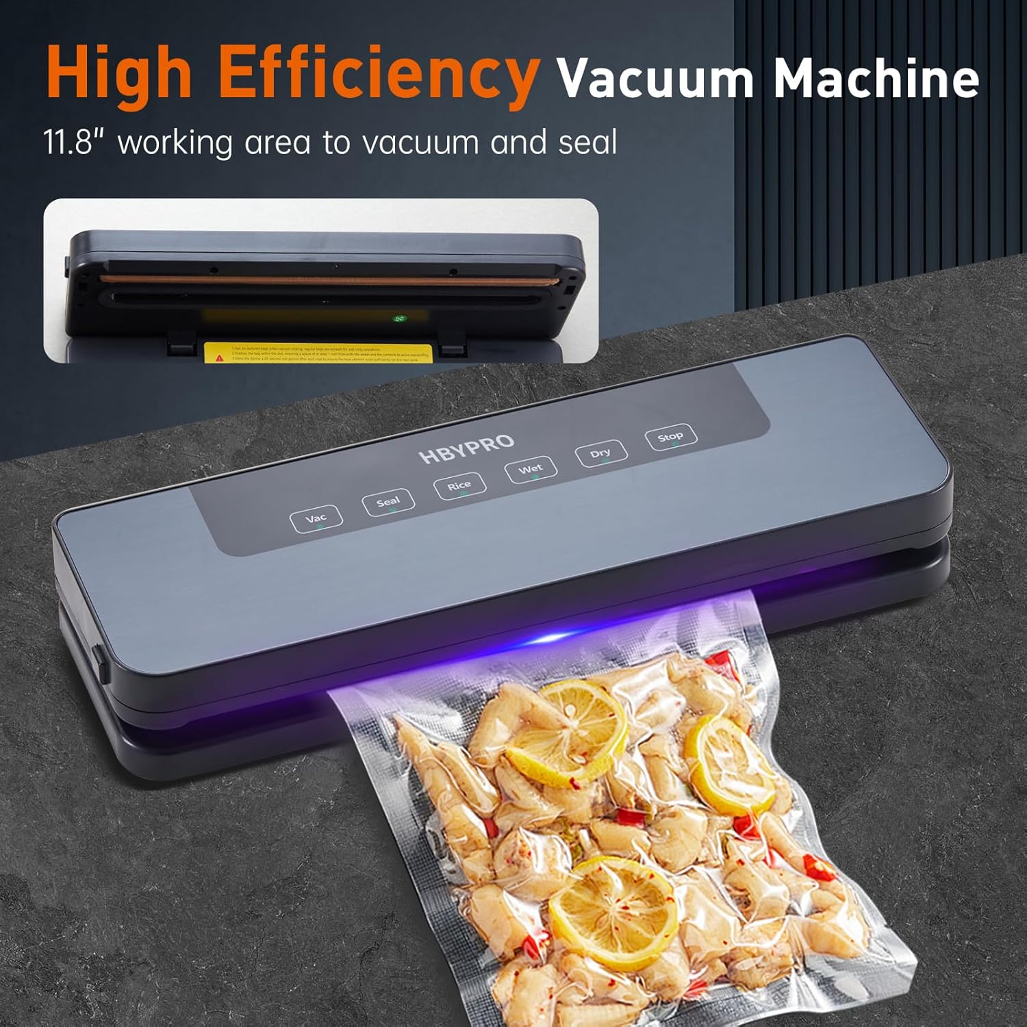 Vacuum Sealer Machine Compact Vacuum Sealing Machine with 10 Vacuum Bags, Automatic Vacuum & Seal, Powerful 65kPa Suction, Pulse Vacuum for Dry Moist Liquid Food - Image 4