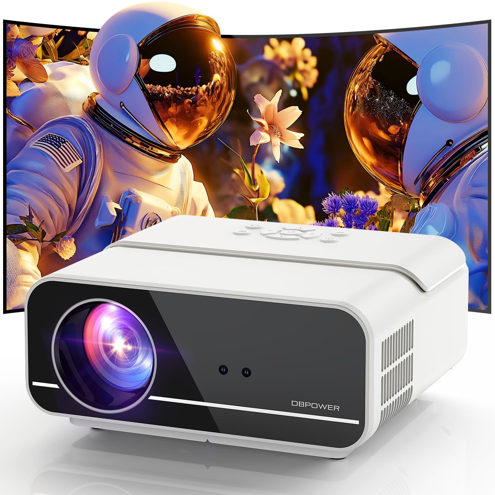 Photo 1 of [Auto Focus/Keystone] DBPOWER Projector 4K with 5G WiFi and Bluetooth, FHD Native 1080P Outdoor Movie Projector with 4P4D/PPT/Zoom, Mini Home Projector Compatible w iOS/Android/HDMI/TV Stick