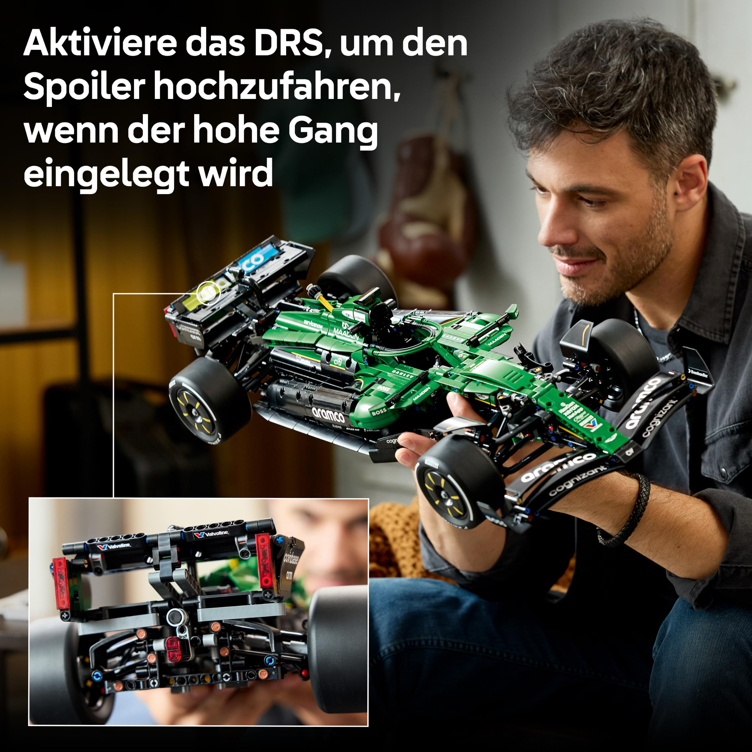 LEGO Technic Aston Martin Aramco AMR25 Formel 1 Rennwagen - Modellbau für Erwachsene - Rennauto mit V6-Motor, Differential & DRS-Aktivierung - Geschenkidee für Racing- & Motorsport Fans - 42240