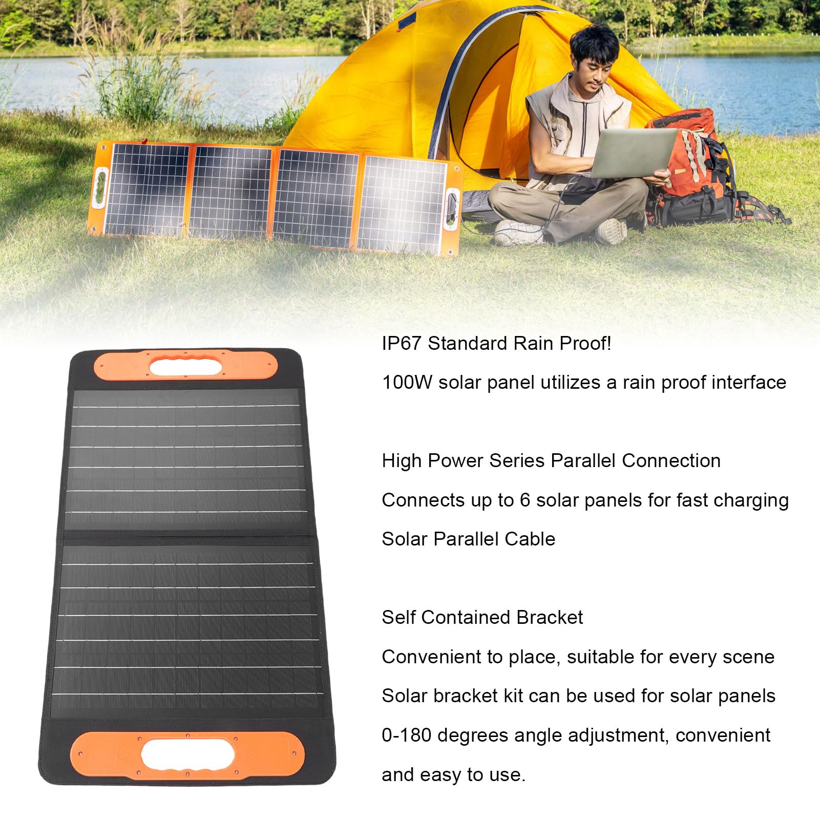 Eujgoov Przenośna ładowarka Solarna 100W Składany Panel Słoneczny z USB Wyjścia Typu C dla Optymalnego ładowania