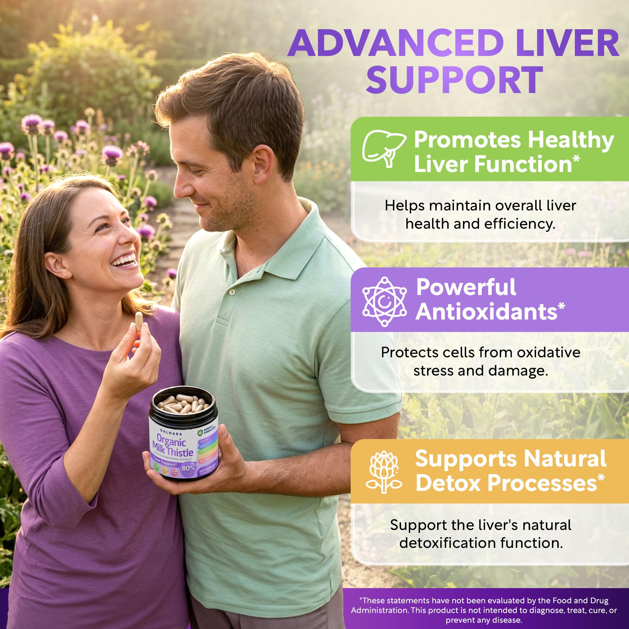 USDA Organic Milk Thistle 120ct, 35:1 Extract, 80% Silymarin, Liver Detox — Amazon image 2