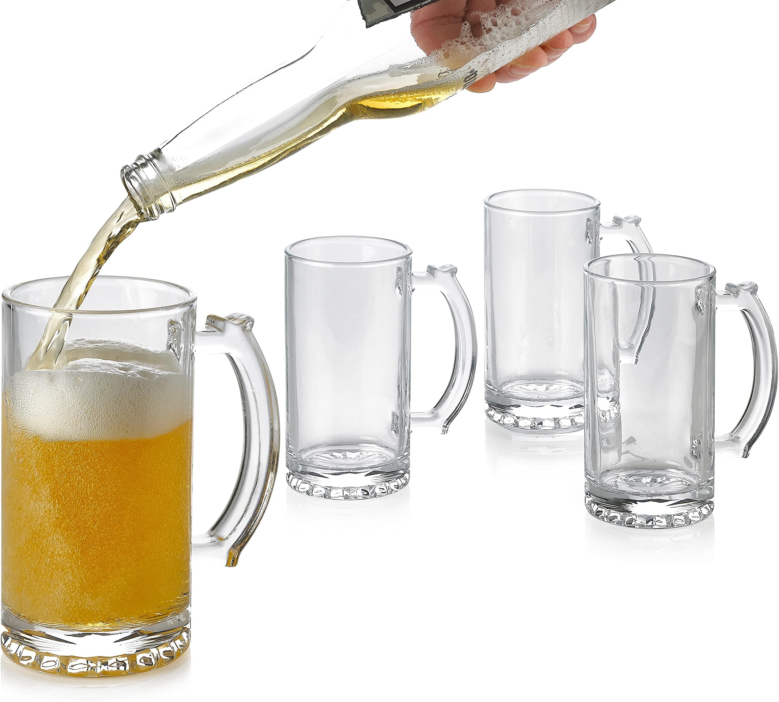 26oz Glass Beer Mugs Set of 2 Heavy Duty/Restaurant