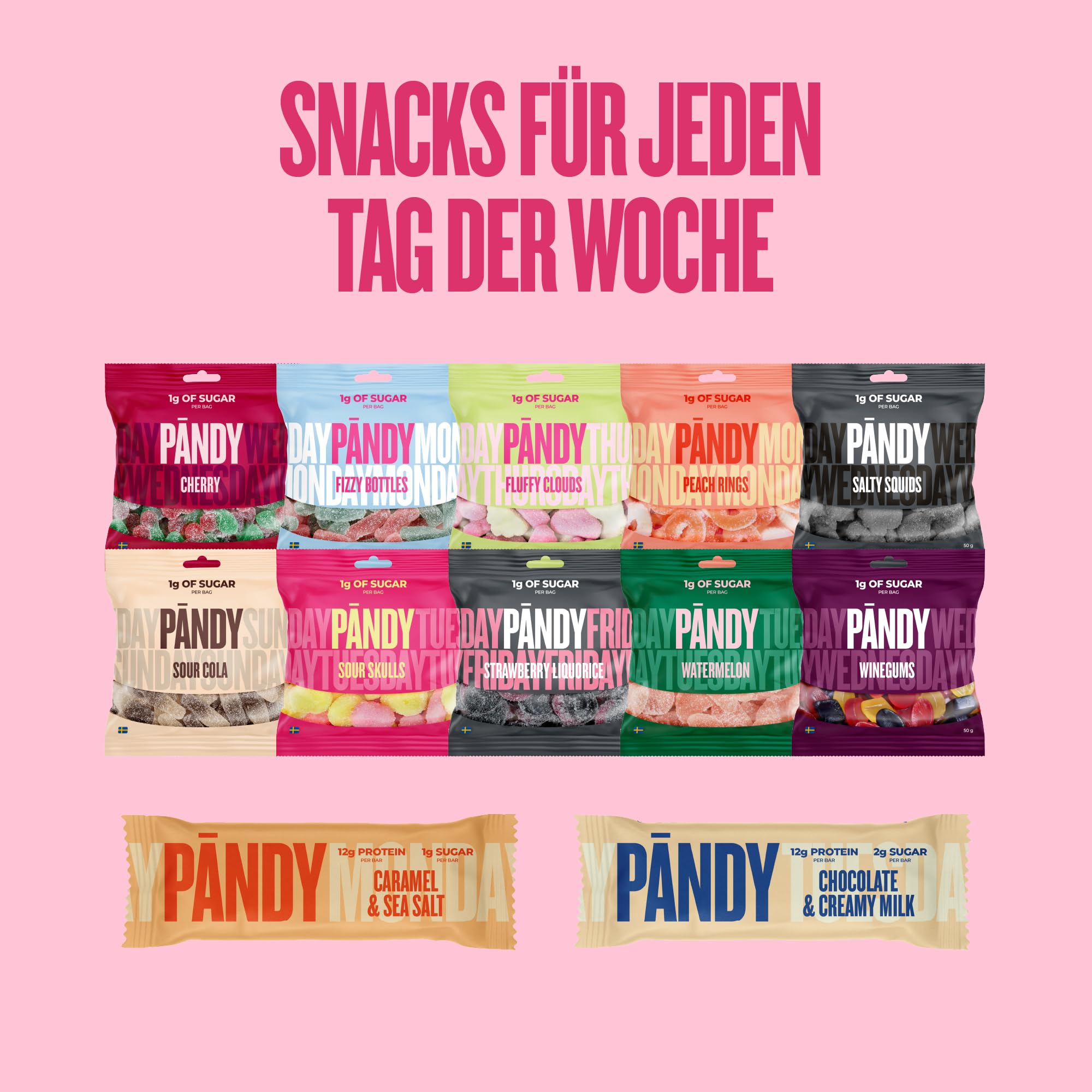 Pändy Protein Riegel ohne Zucker (nur 1g) - 18x Caramel Sea Salt - Ohne "Protein-Nachgeschmack" - High Protein Bar (12g Eiweiss) - Proteinriegel - Eiweißriegel ideal als kalorienarme, gesunde Snacks