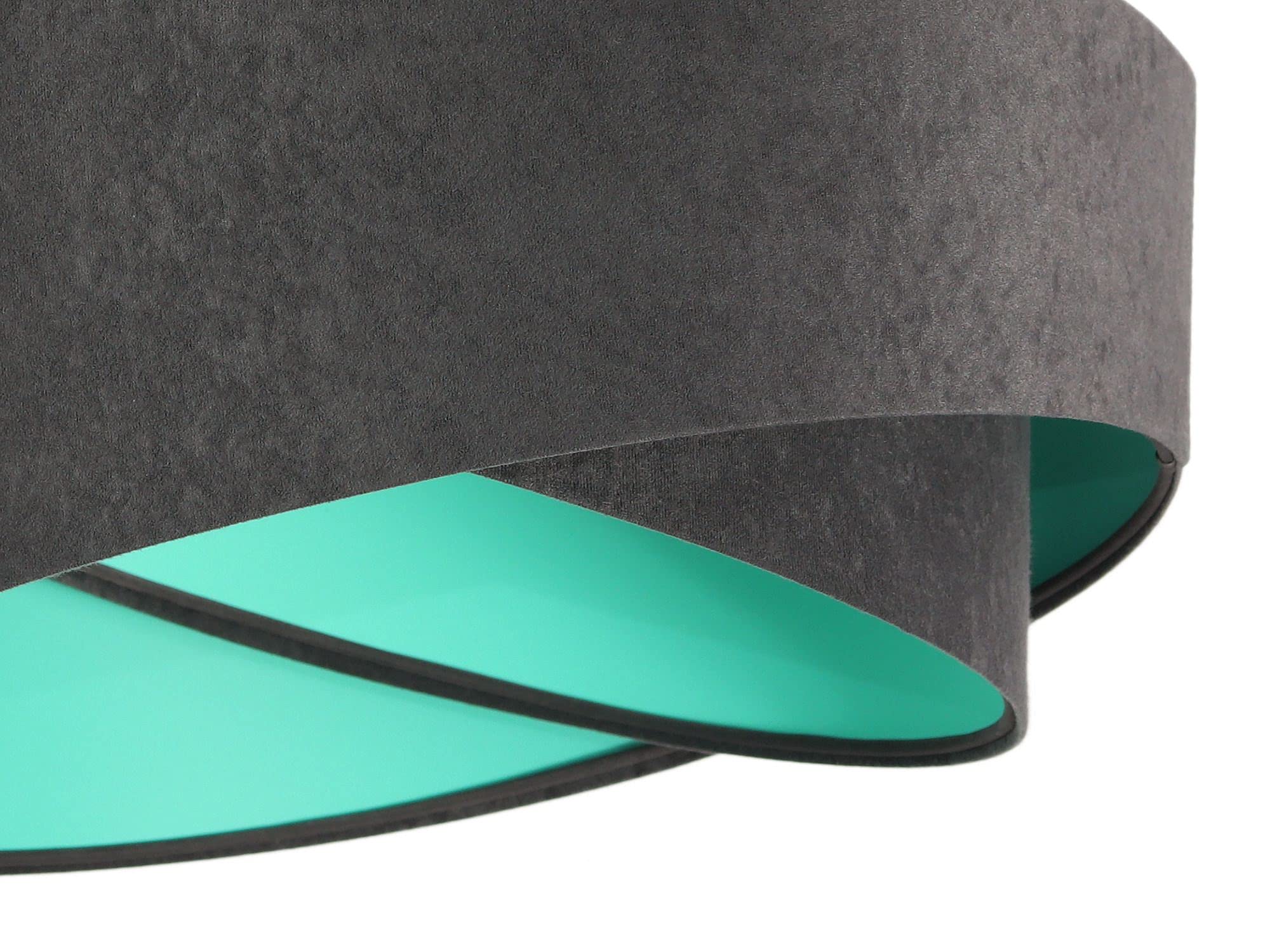 Licht-Erlebnisse Dekorative Hängelampe rund Ø50cm Dunkelgrau Mint Ø50cm aus Stoff Pendelleuchte Esszimmer Wohnzimmer