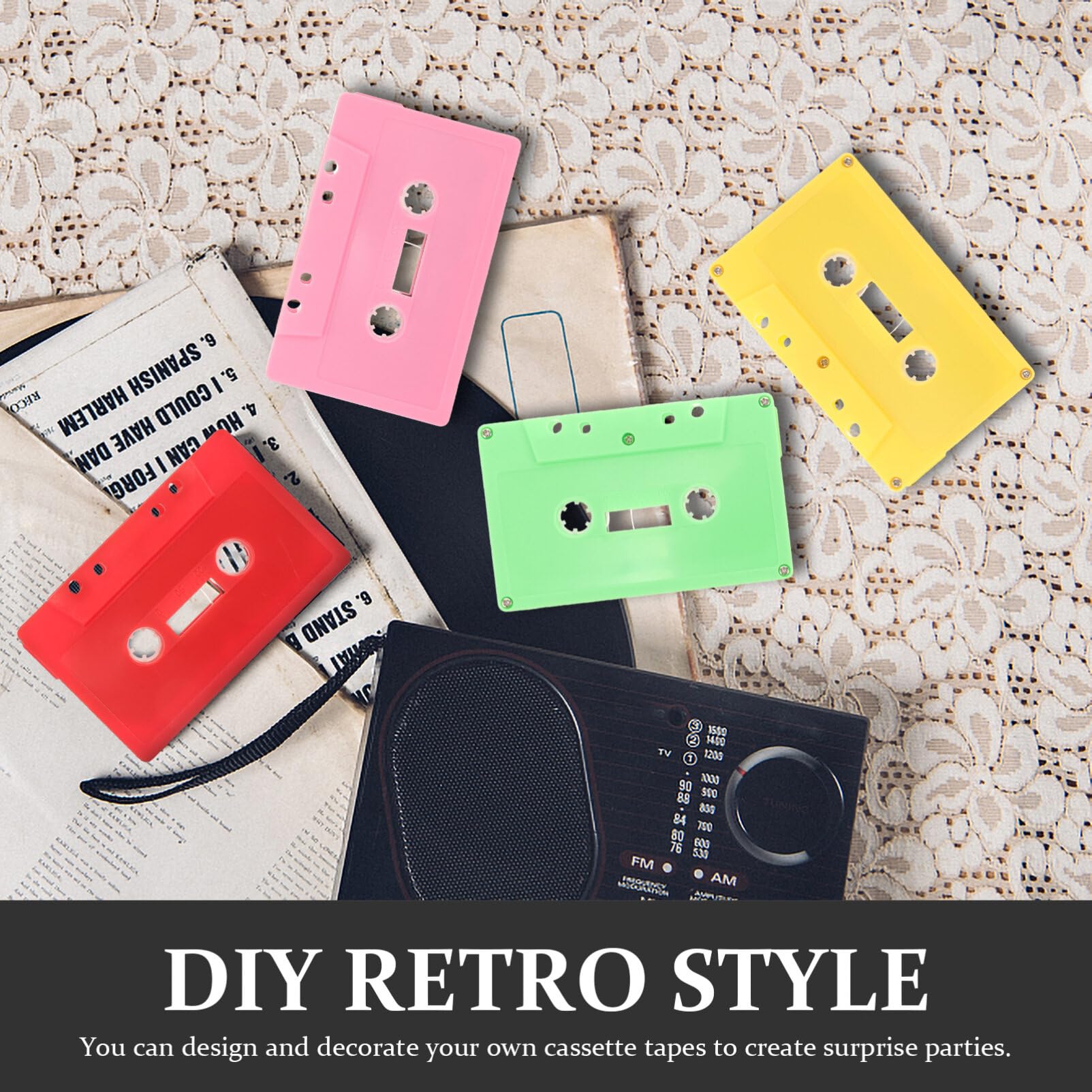 NUOBESTY Custodie in plastica per cassette audio, 4 pezzi, nastro per cassette vuote, nastri audio vuoti colorati