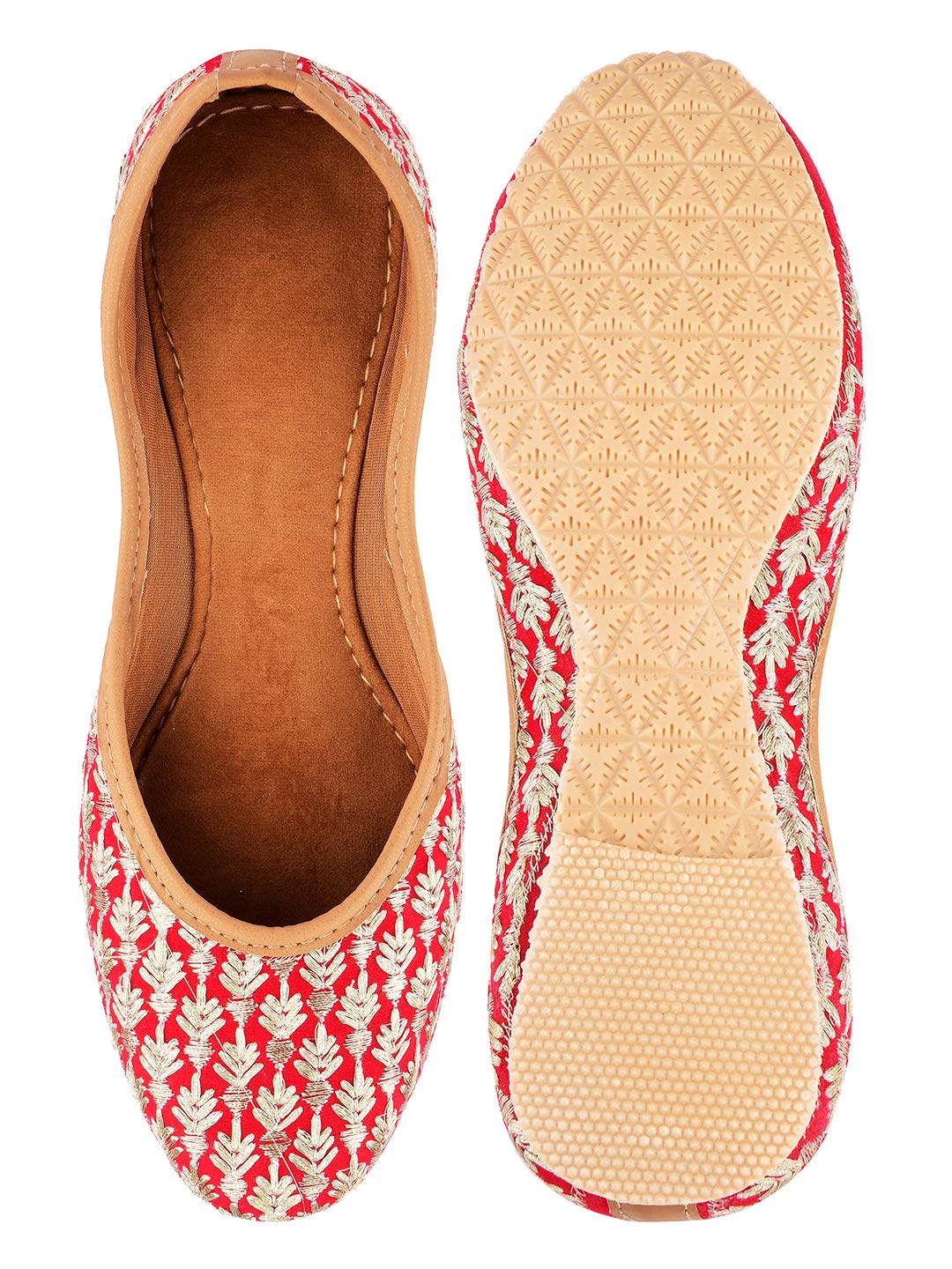 Desi Colour Women's Red Juttis - 7 Uk 3