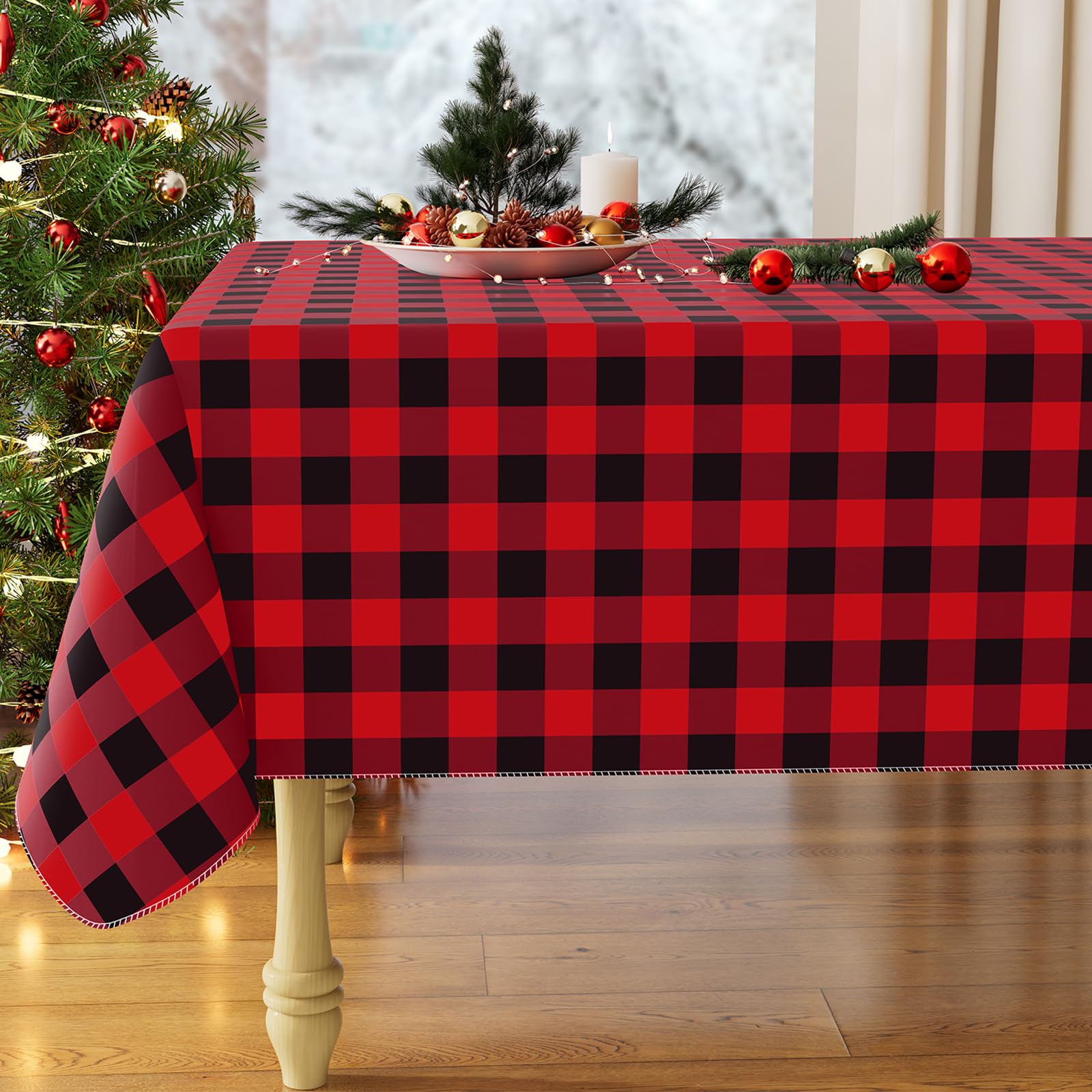 misaya Rectangular Waterproof Vinyl Table Cloth, Flannel Backed Tablecloth