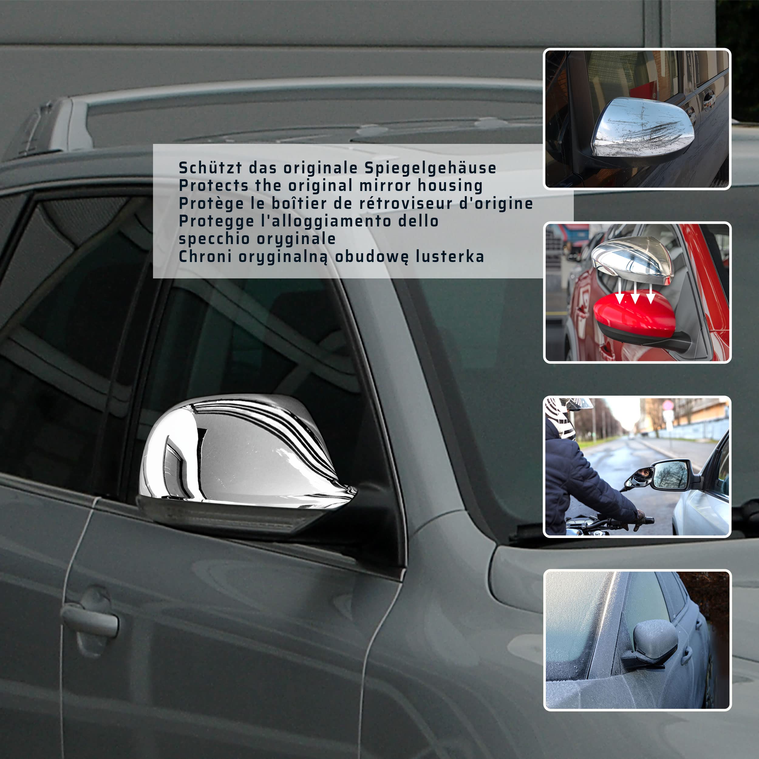 CHROMEMASTER | Nakładki na Lusterka Zewnętrzne | Kompatybilne z VW Touareg 7L 2007-2010 | Stal nierdzewna; Osłony Lusterek to Niepowtarzalny Wygląd Auta i Ochrona Przed Uszkodzeniem