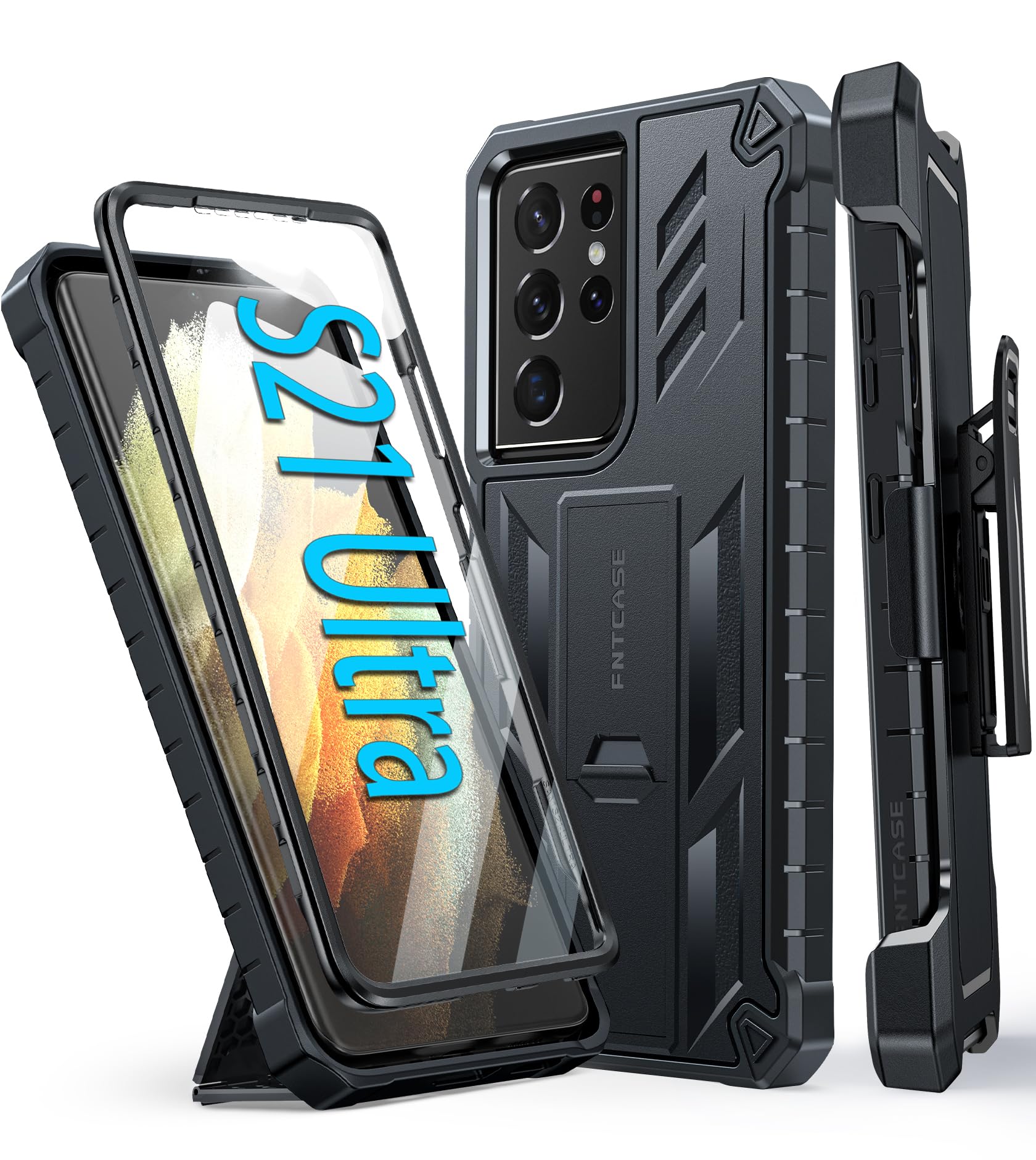 Photo 1 of FNTCASE for Samsung Galaxy S21 Ultra Case with Belt Clip and Kickstand