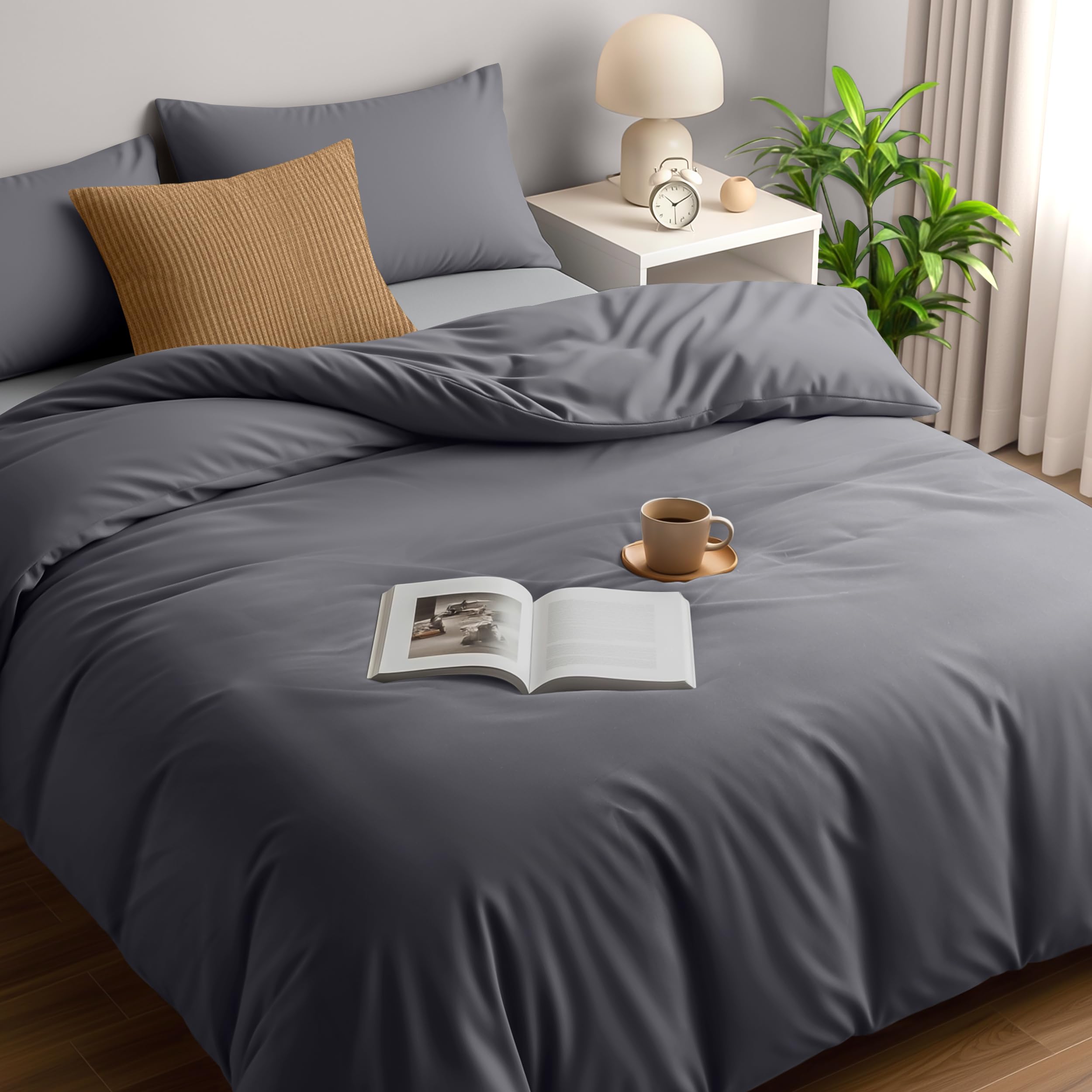 Utopia Bedding Duvet Cover Double - Soft Microfibre Polyester - Bedding Quilt Cover Set, with Pillow cases (Grey)OEKO-TEX STANDARD 100