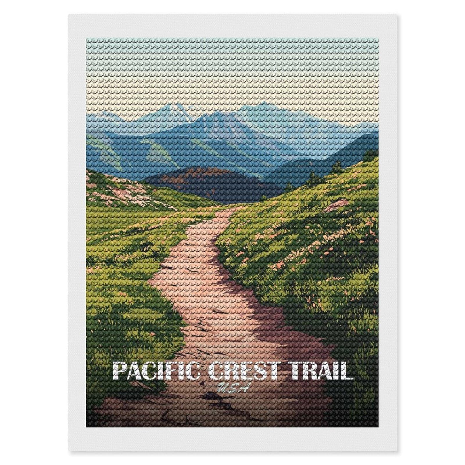 Junmoney Pacific Crest Trail USA Landscape DIY Diamond Art Canvas Kit 12"x16", Winter Craft, Mindful Craft Project, Aesthetic Room Decor, Decor Project