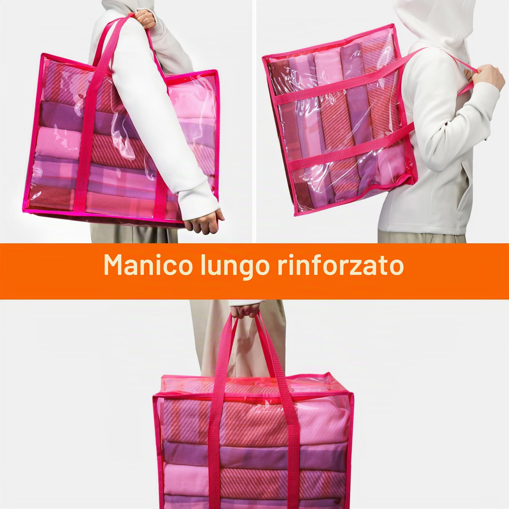 Vieshful 3 Pezzi Scatole per Vestiti Trasparenti Organizer Armadio Pieghevole Contenitori Salvaspazio Trasloco per Piumoni e Coperte
