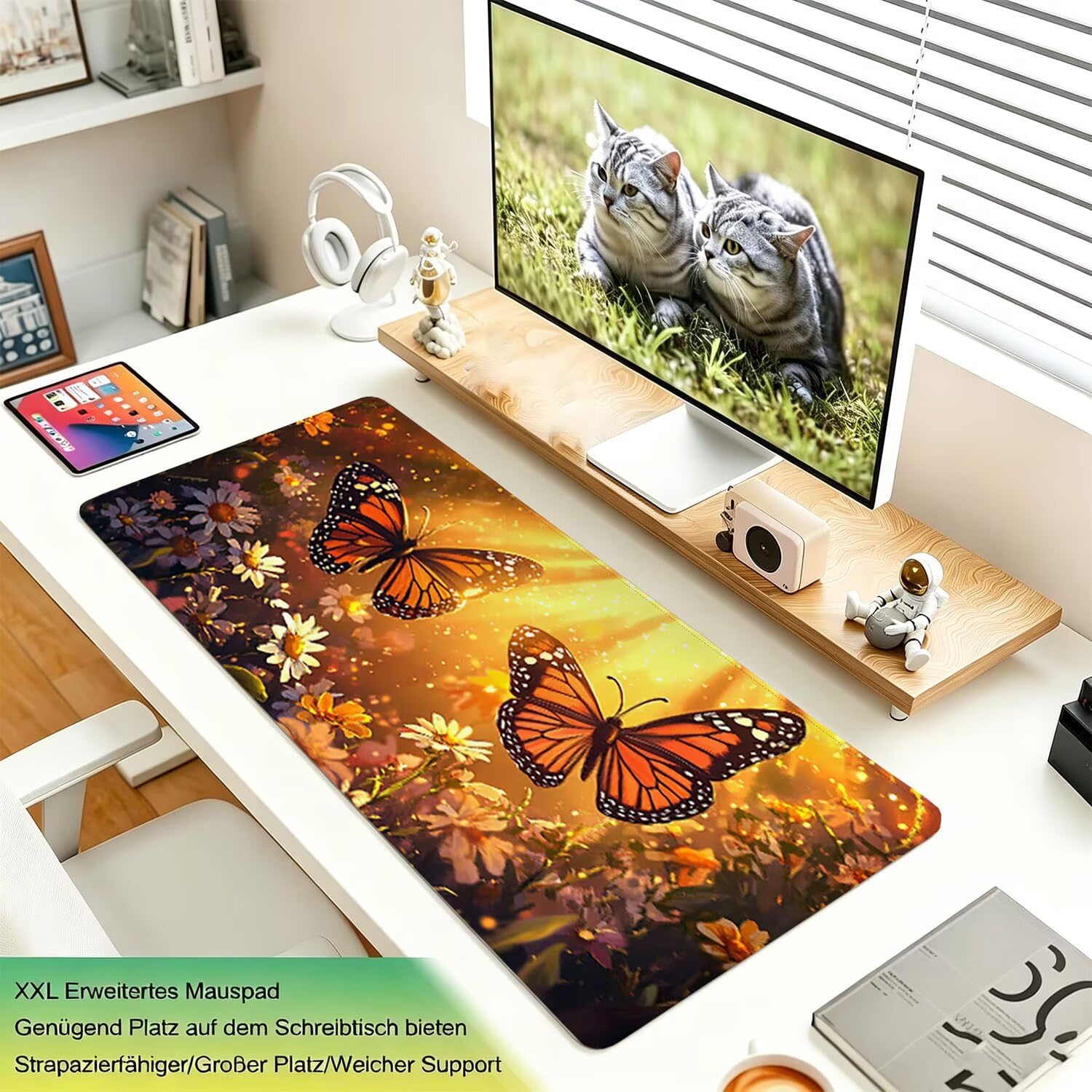 Podkładka pod mysz 1200x600x4mm, antypoślizgowa, motyl słońce 0x0-281
