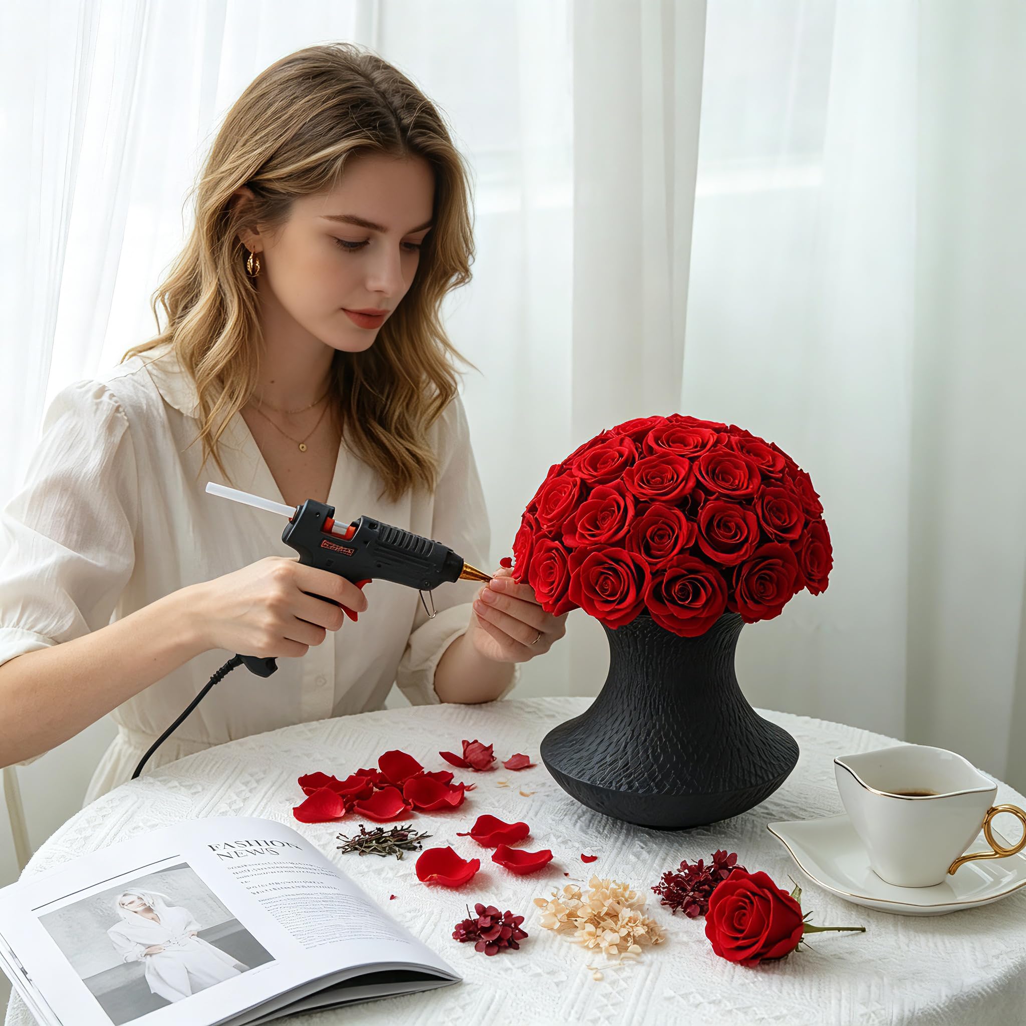 Rose préservée de qualité A de 2 à 3 cm, roses éternelles naturelles de première qualité, roses immortelles qui durent de 3 à 5 ans pour la fête des mères, la Saint-Valentin, les anniversaires