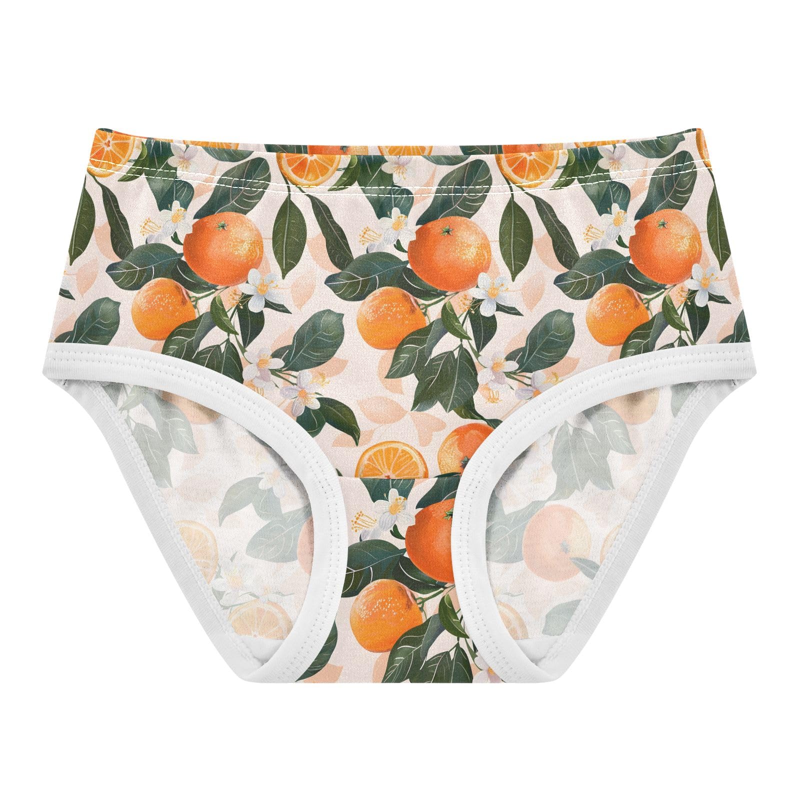 ALAZA Toddler Girls Cotton Hipster Underwear Soft Oranges Flowers Light Pink 2 Pack 2T