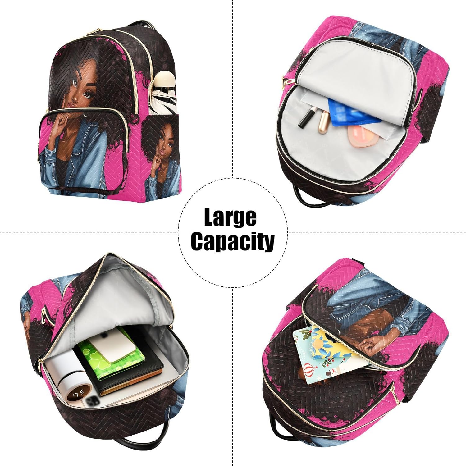 Beautiful Black Girl Mini Backpack Purse for Women Travel Bag Lightweight Shoulder Bag Fashion Daypack