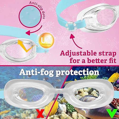 Miniatura 5 de Disney Juego de gafas de natación y gorro de natación para niños con protección UV antivaho