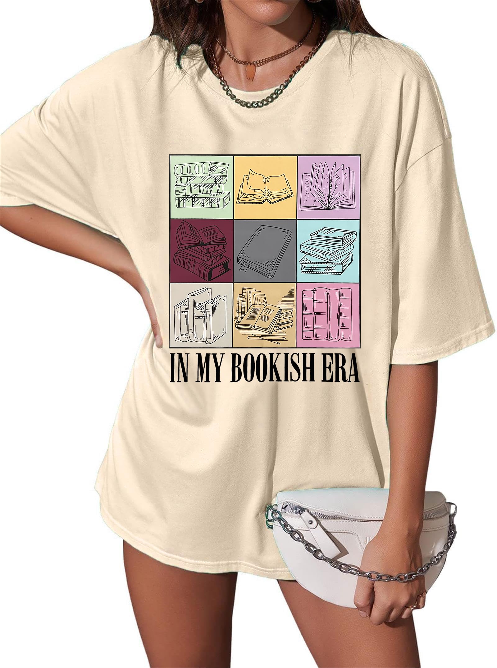JAKANYQ Ladies T-Shirts Book Shirts For Women Oversized In My Bookish T Shirt Casual Short Sleeve Reading Book Tee Tops Soft Tee