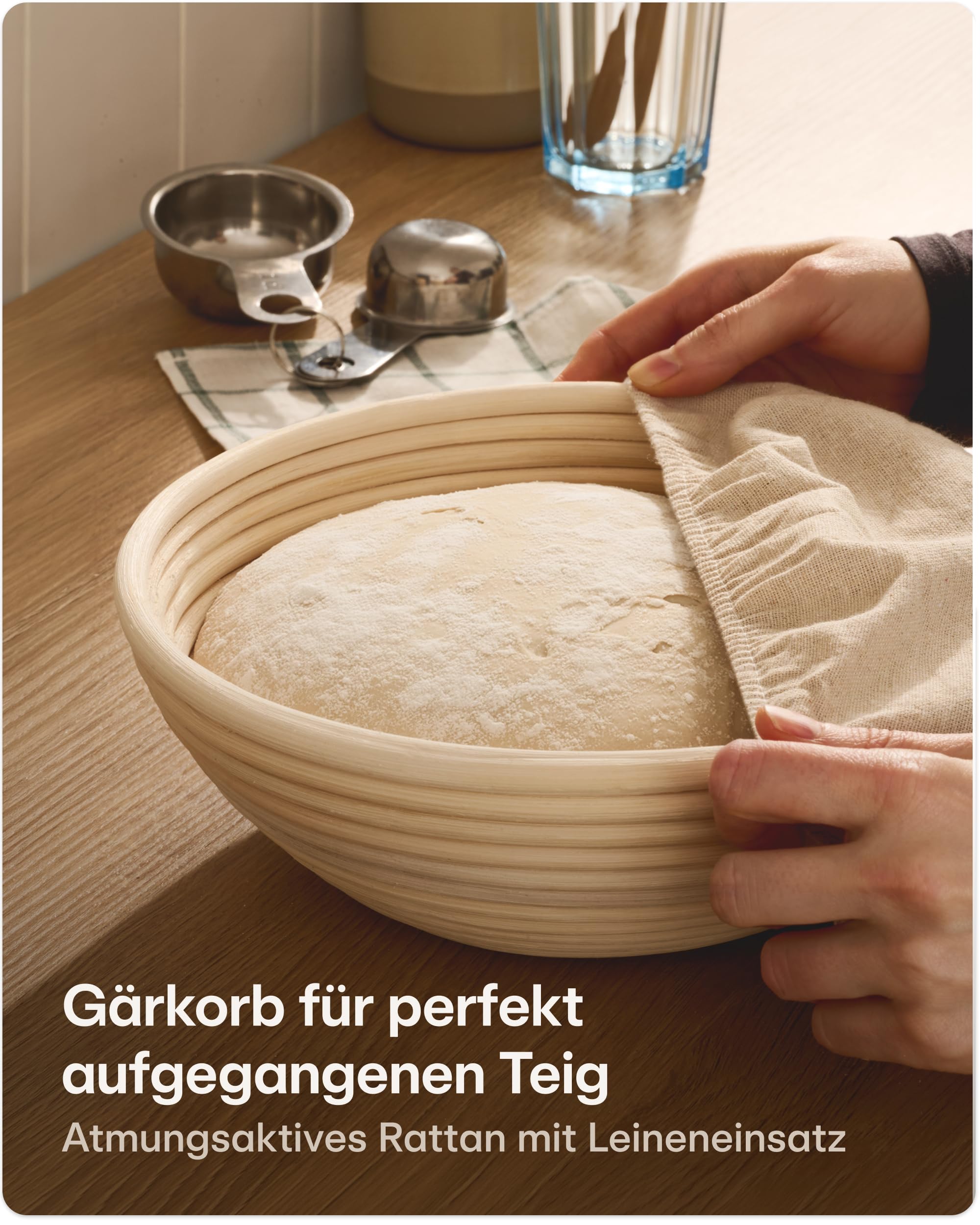 Praknu Gusseisen Topf für Brot Backen Set (26 cm Brottopf) – Inkl. Gärkorb, Brotbeutel & Brotbacktopf – Bräter mit Deckel –Brotbackform – Brot Backen Zubehör- Rund 4,7 L