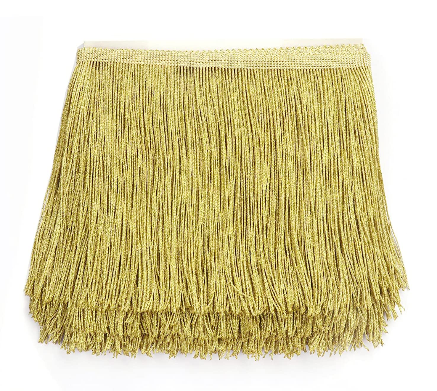 YYCRAFT 10 Yards 8 Inch Wide Tassel Curtain Fringe Trim by The Yard for DIY Sewing Crafts Clothing Curtains Decoration,Metallic Gold