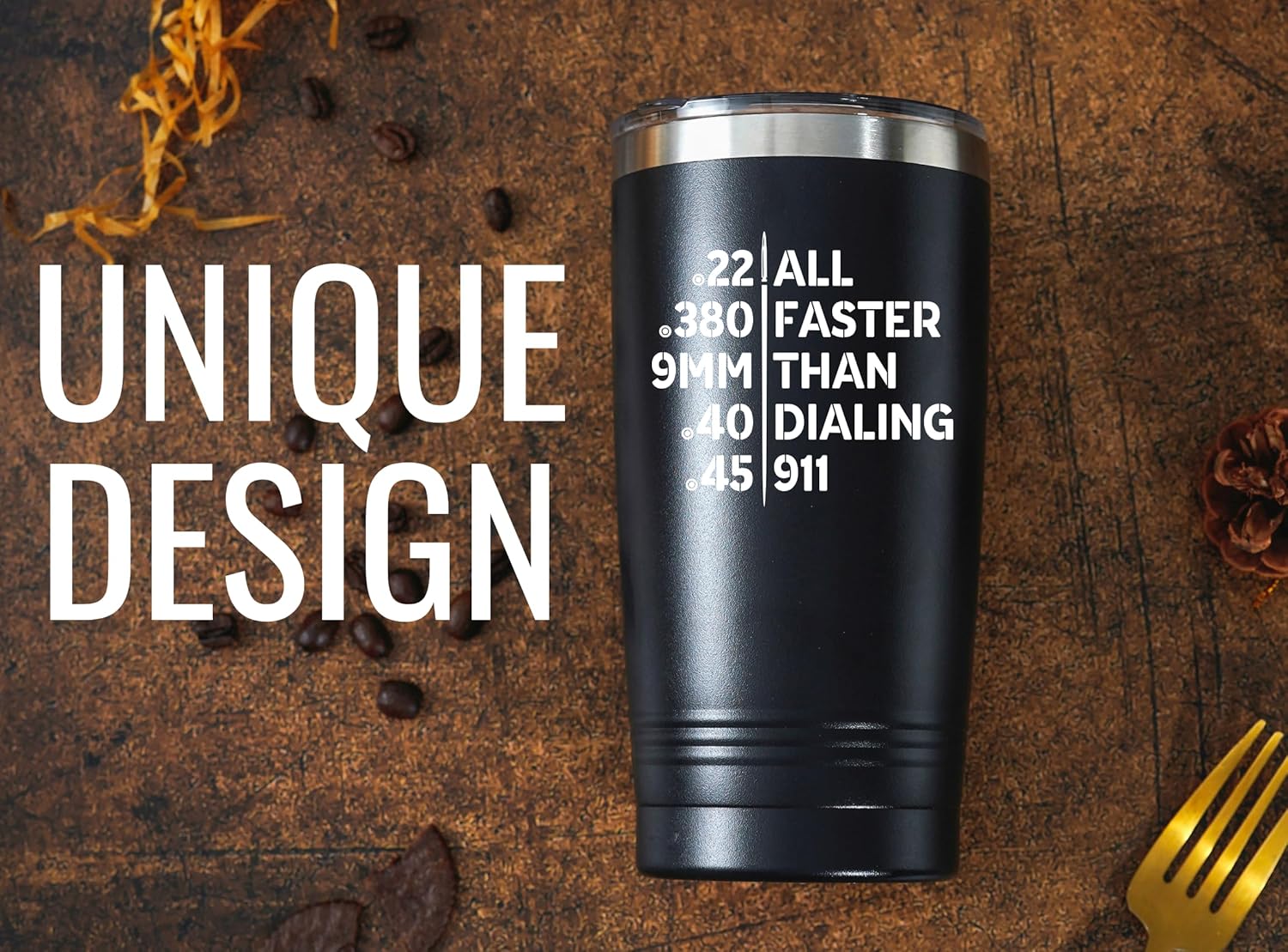 Onebttl Gun Lover Gifts for Men, 20oz Stainless Steel Tumbler with Spill-Proof Lid and Straw, Gifts for Gun Enthusiast & Lovers, Gun Related Sayings Stuff, Gifted Box Included, Black- Faster - Image 2