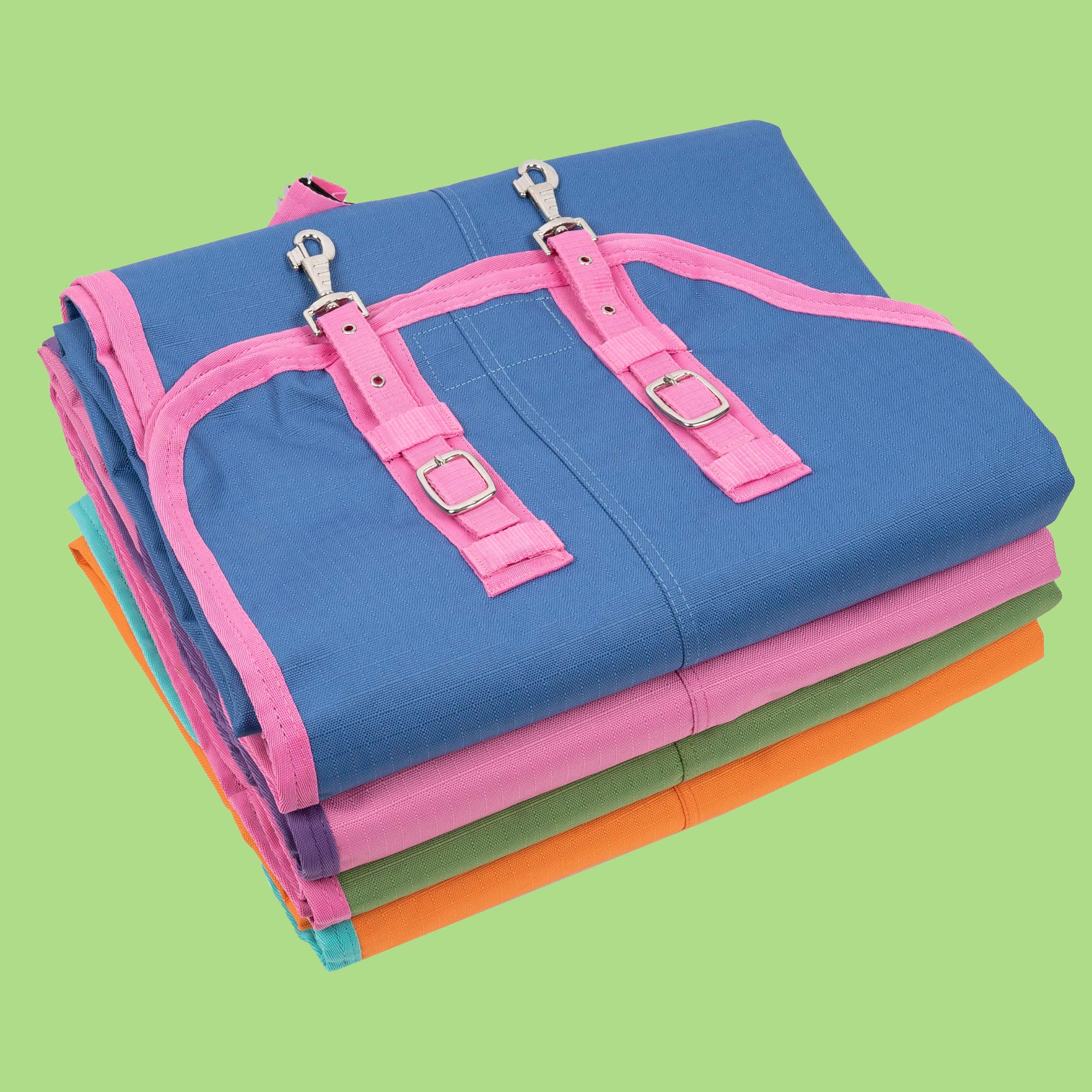 Pferdedecke-Winter indira pro 400g Wasserdicht Ripstop 1200d high-Neck (145 cm, Blau 01 - Pink 01)