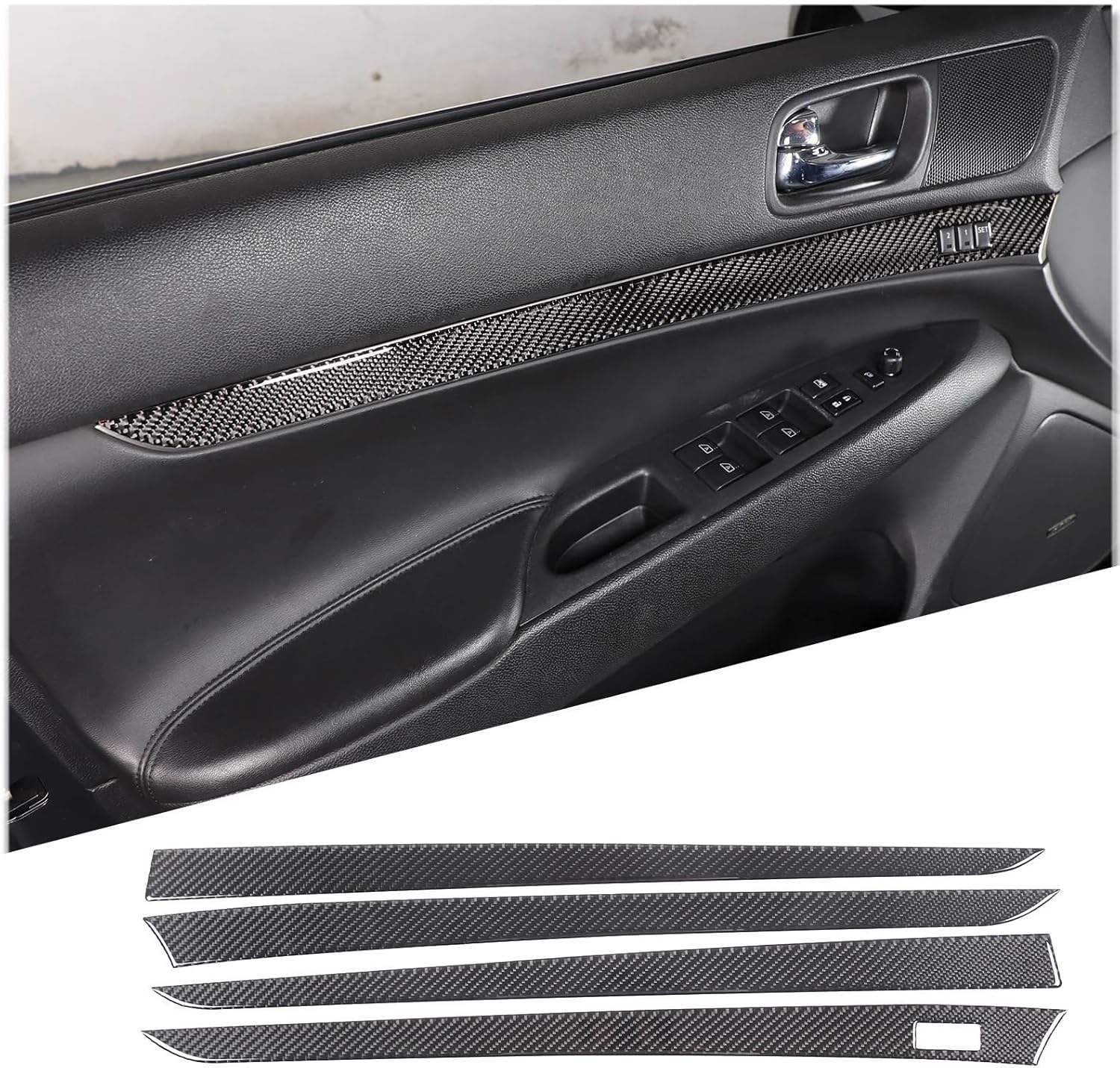 Soft Carbon Fiber Car Inner Door Trim Strip Panel Trim Stickers Compatible for Infiniti G25 G35 G37 2007-2013 Car Accessories