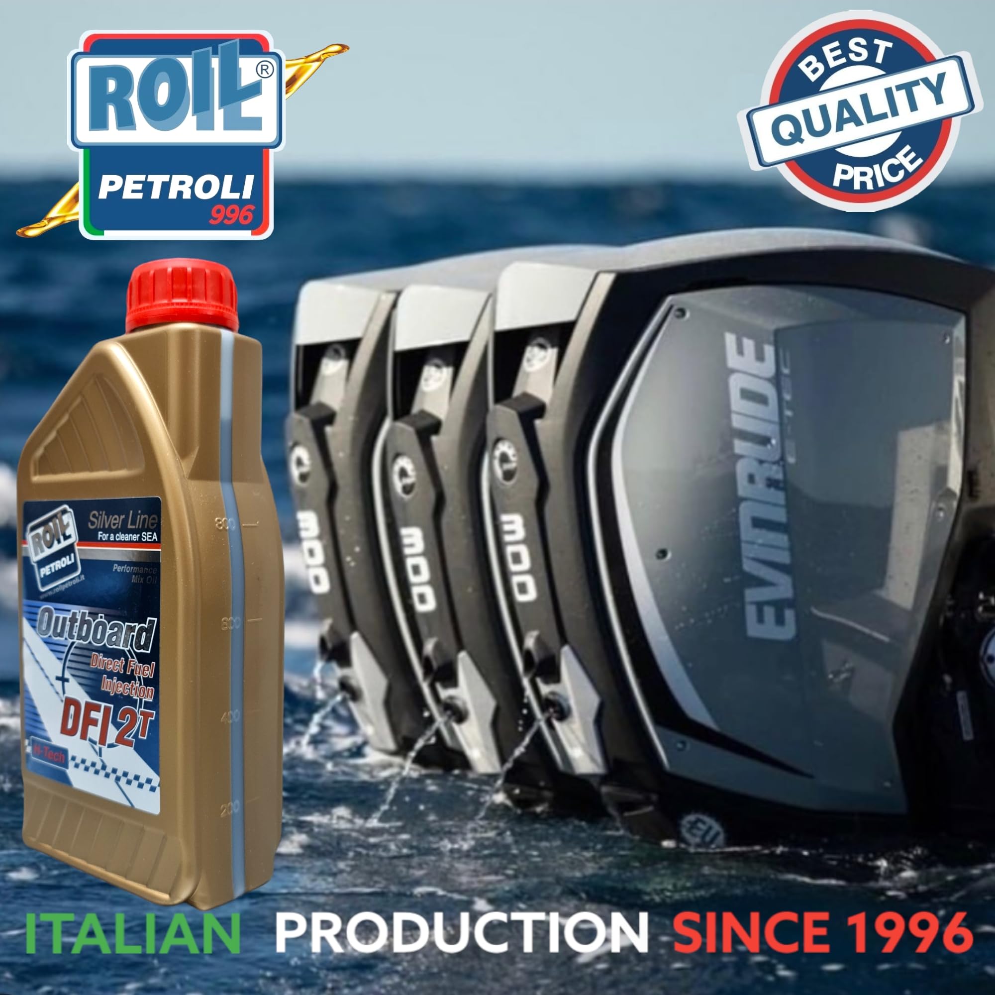 12 Litri di Roil Outboard 2T DFI - ►Lubrificante per Motori Evinrude -Johnson E-TEC e Fuoribordo Gruppo BRP◄ - Olio 100% Sintetico - Per motori di ULTIMA Generazione ad INIEZIONE Diretta