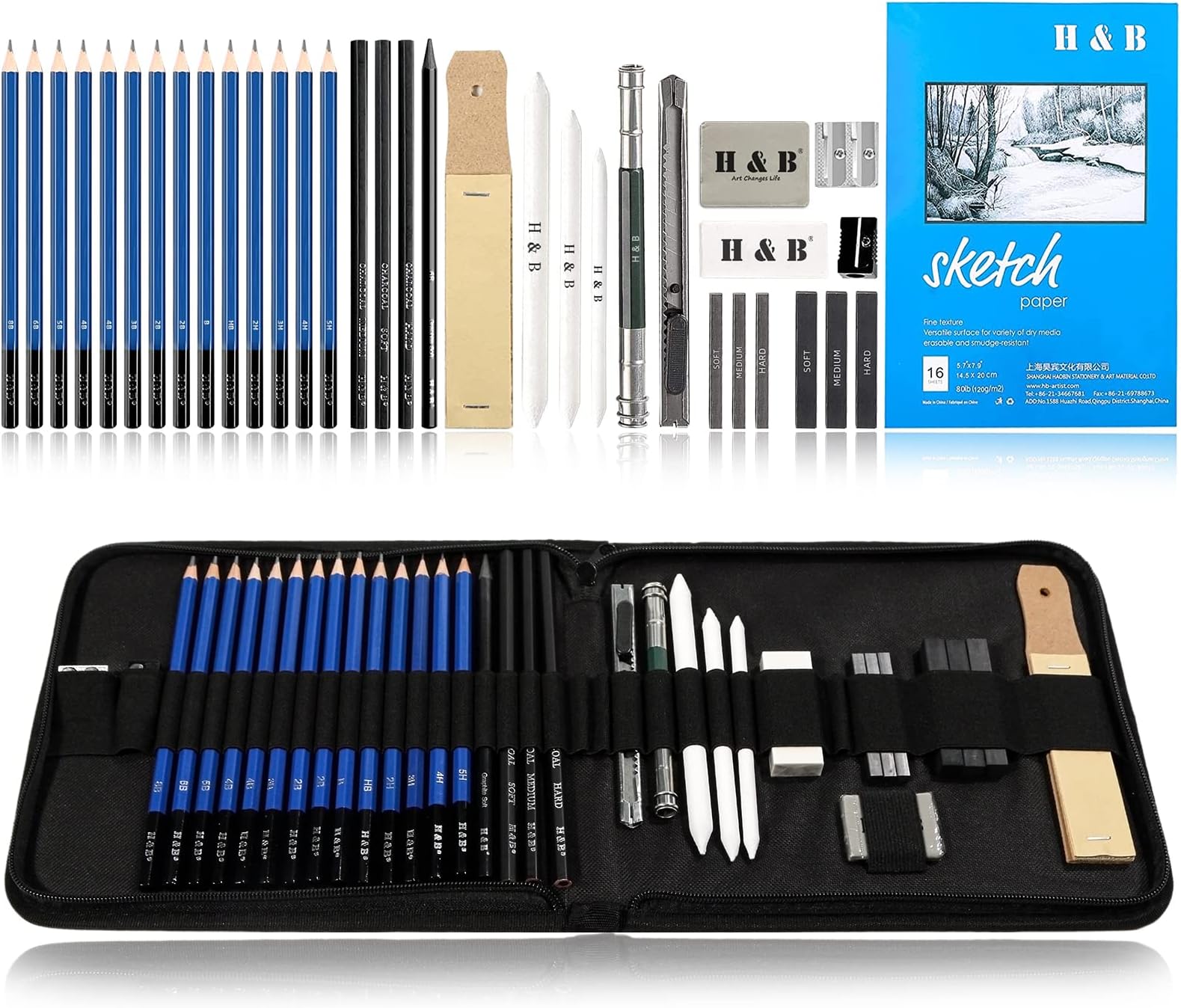 Sketch Pad and Pencils Set 35 Pcs