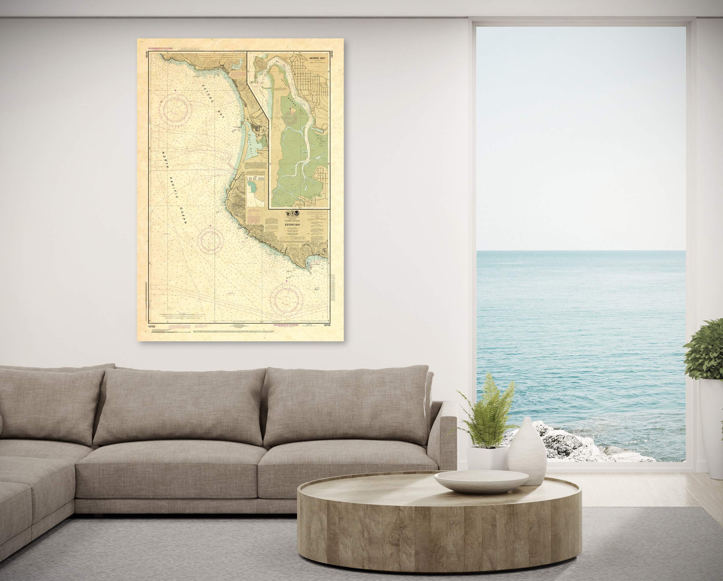 Paradise Cay Publications Antiqued NOAA Chart 18703: Estero Bay; Morro Bay