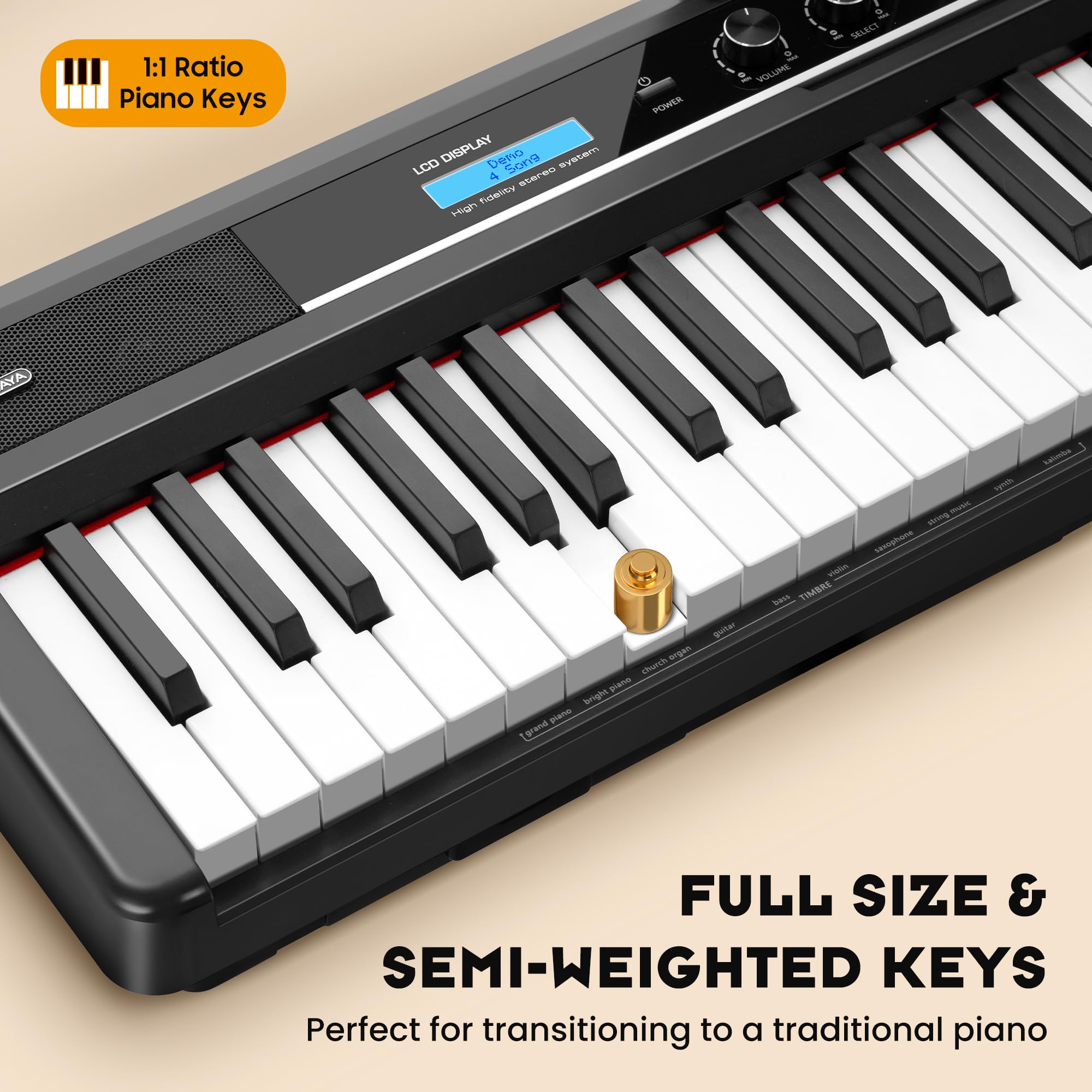 CAHAYA Pianoforte Digitale a 88 Tasti – Piano Elettrico Semipesato per Principianti con Supporto a Doppia X, 3 Pedali e Leggio