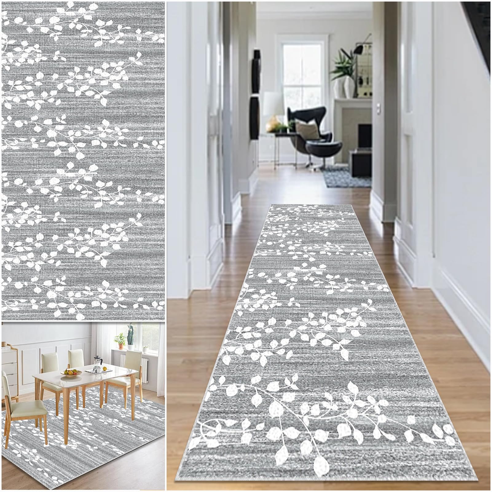 Hallway Runner Rug Non Slip Washable Kitchen Runner Rug 60 x 110 cm Area Rugs Hallway Hall Runners Narrow Rug Low Pile Carpet Runners with Anti-Slip Backing Floor Runner for Hallway Entryway Laundry — image 1