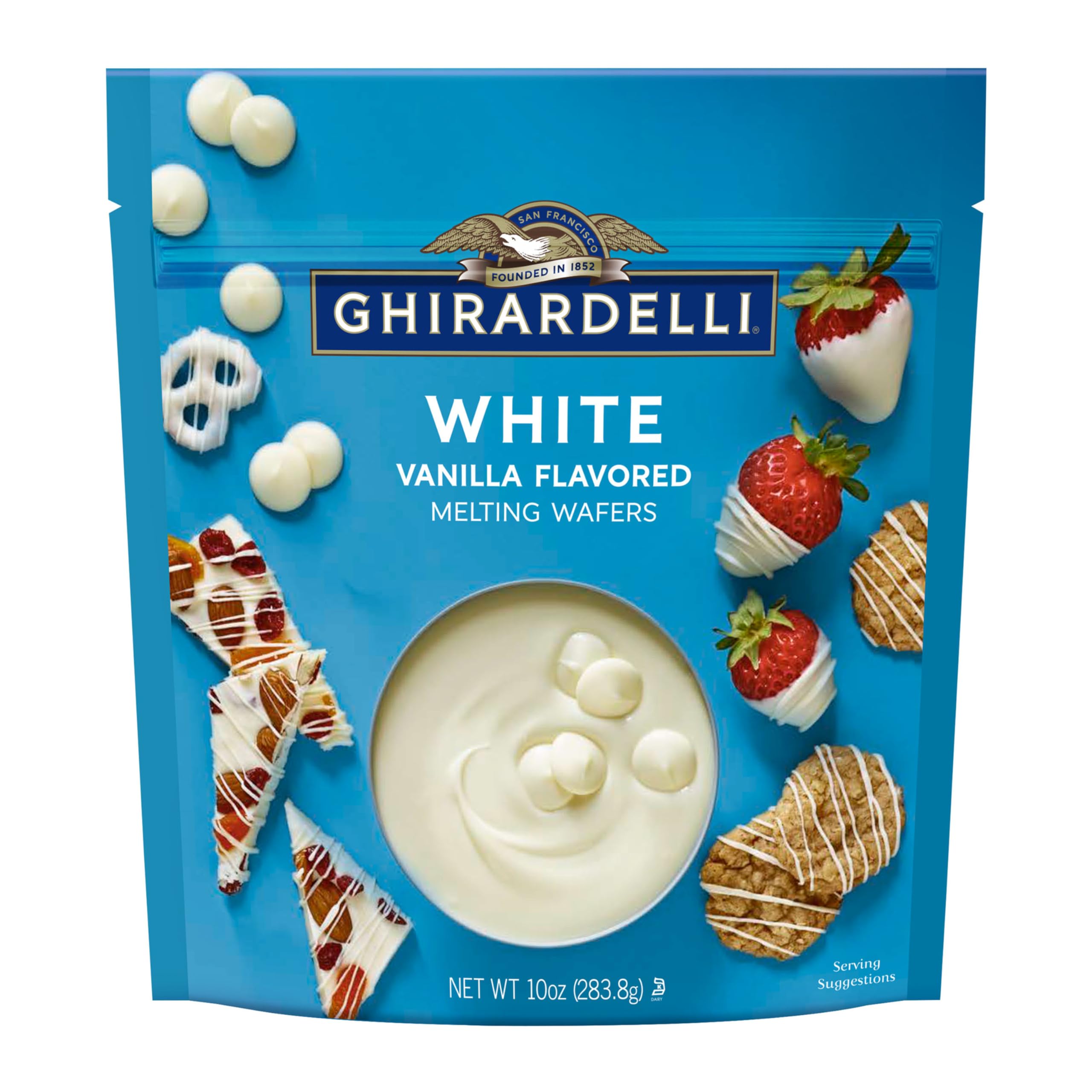 GhirardelliWhite Vanilla Flavored Melting Wafers, 10 OZ Bag