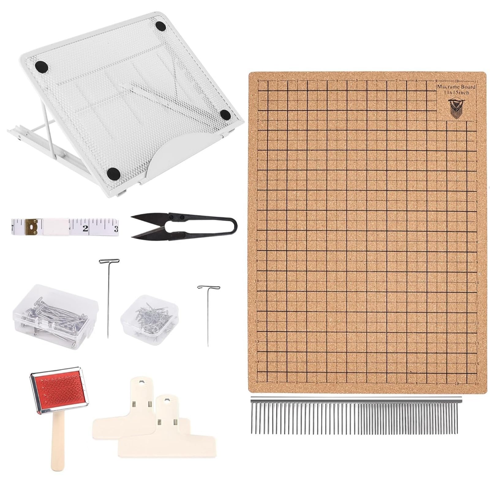 Piceioep 12x16 Inch Large Lace Weaving Board with Knitting Accessories for Granny Squares Bracelets Crochet Craft Project Weaving Weave Set